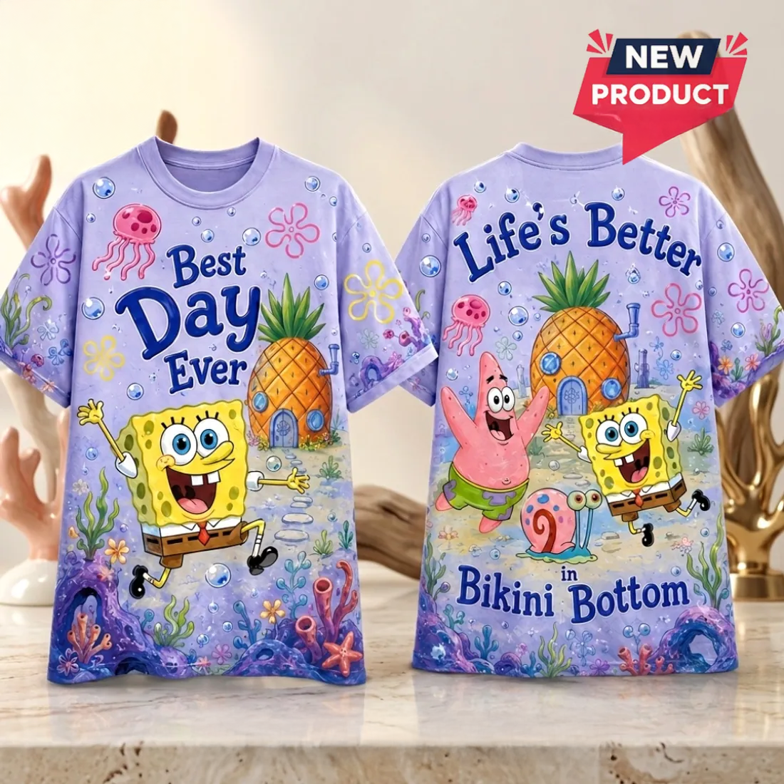 SpongeBob SquarePants Purple Bikini Bottom Graphic T Shirt