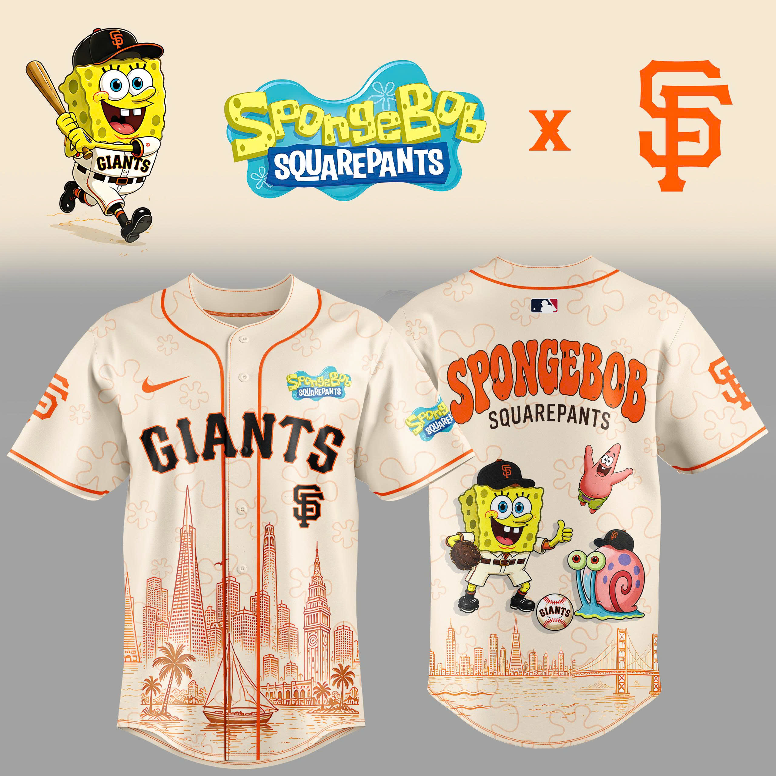 SpongeBob SquarePants x San Francisco 2026 Limited Edition Baseball Jersey Fan Gift