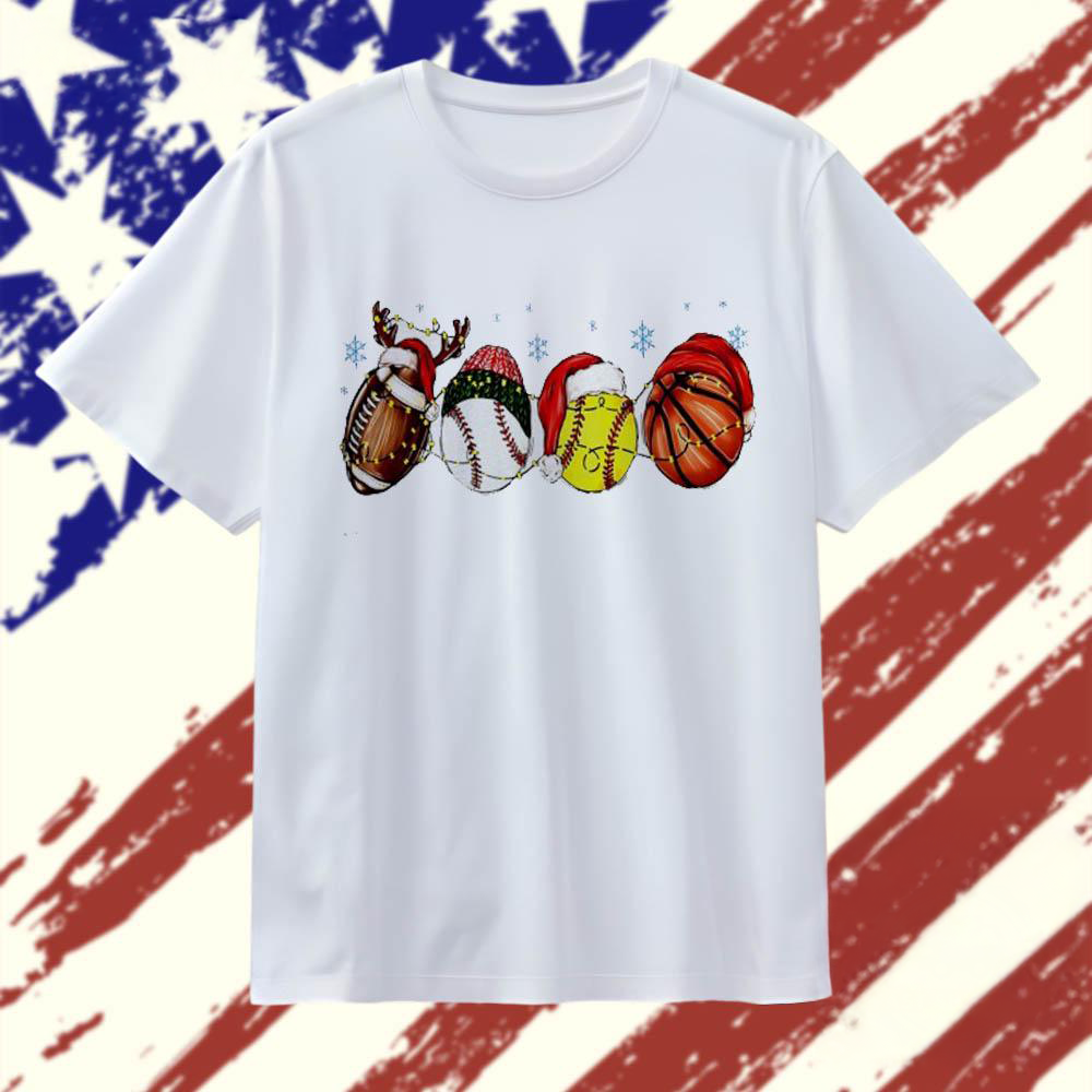 Sport Balls Christmas Lights T Shirt