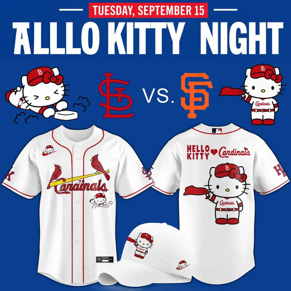 St Louis Cardinals Hello Kitty Night 2026 Baseball Jersey Character Game Day Edition 1 - Unicasport St Louis Cardinals Hello Kitty Night 2026 Baseball Jersey Character Game Day Edition