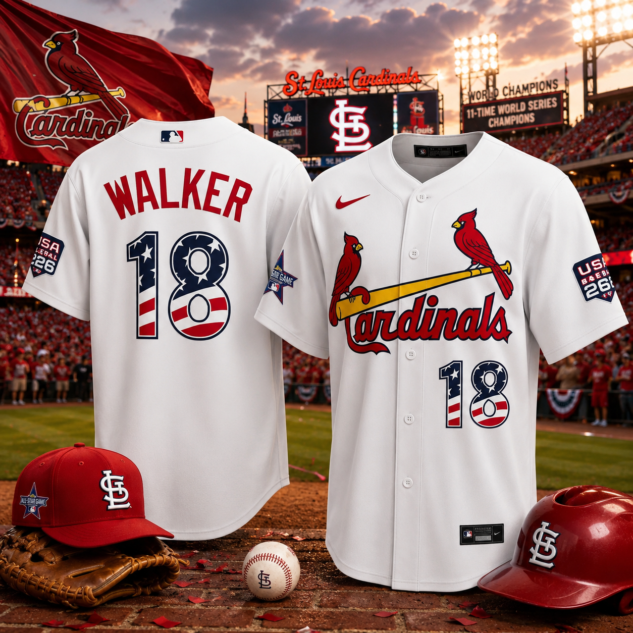 St. Louis Cardinals Jordan Walker 18 USA Baseball 2026 Jersey MLB Cardinals Baseball Jersey Personalized Baseball Fan Gift for Men Women