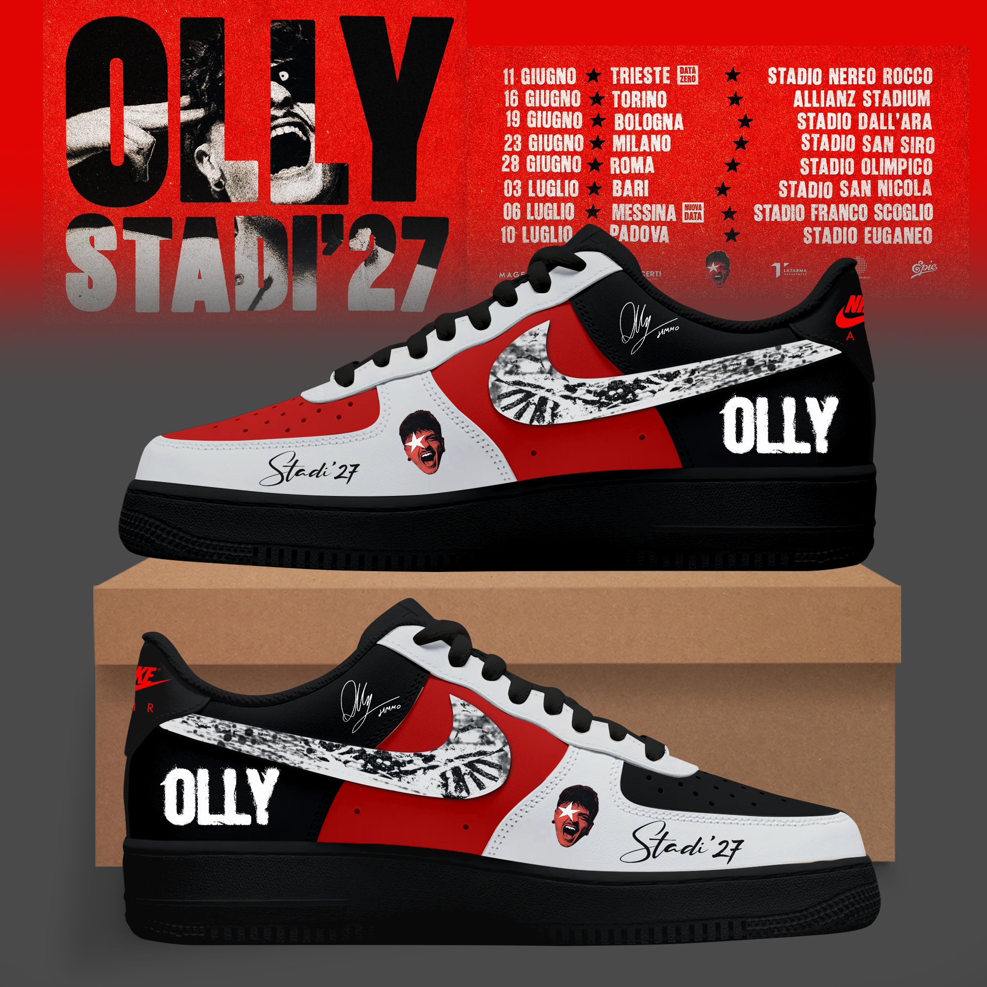 Stadi 2027 Tour Premium 3D Air Force 1 Custom Sneakers Style 1