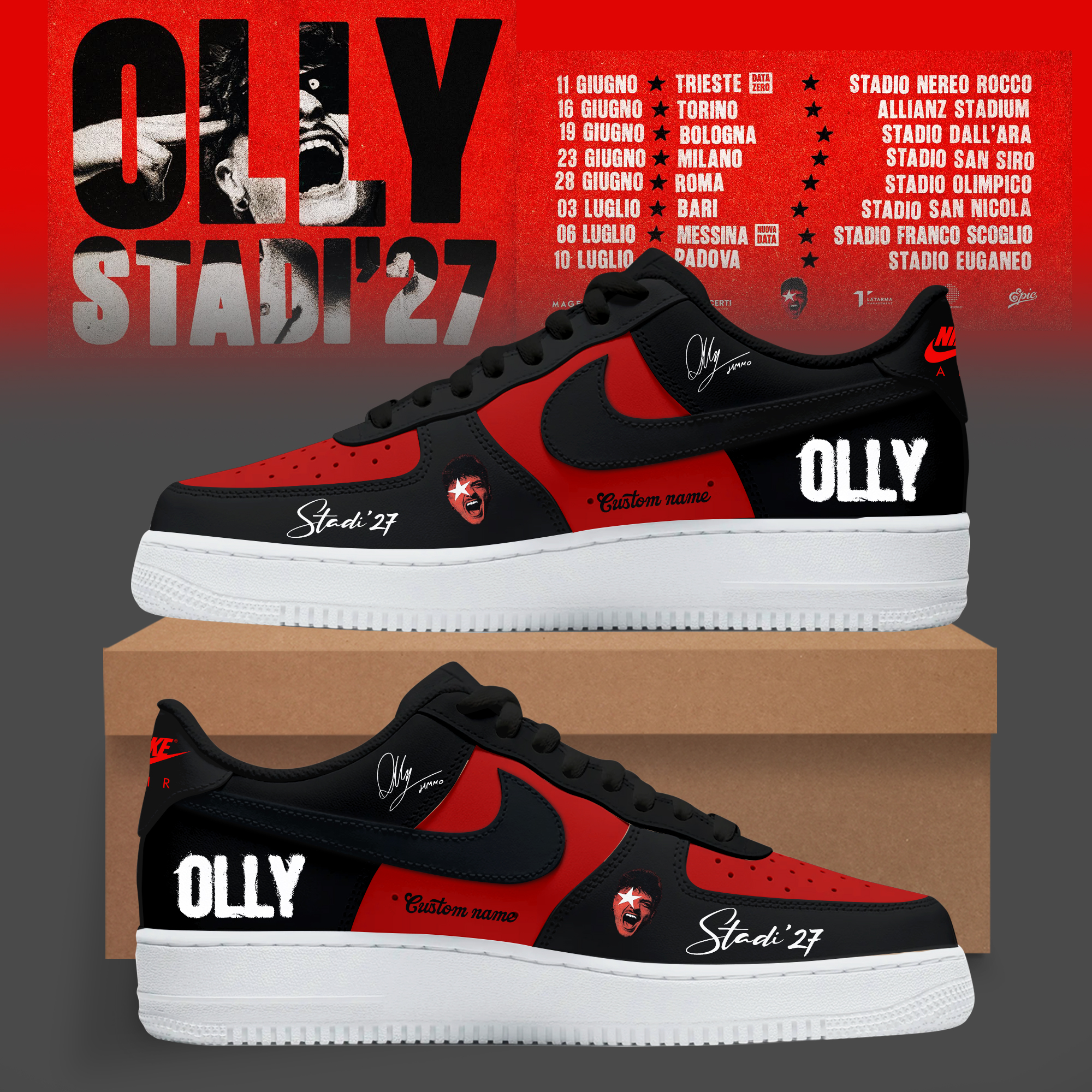 Stadi 2027 Tour Premium 3D Air Force 1 Custom Sneakers Style 2