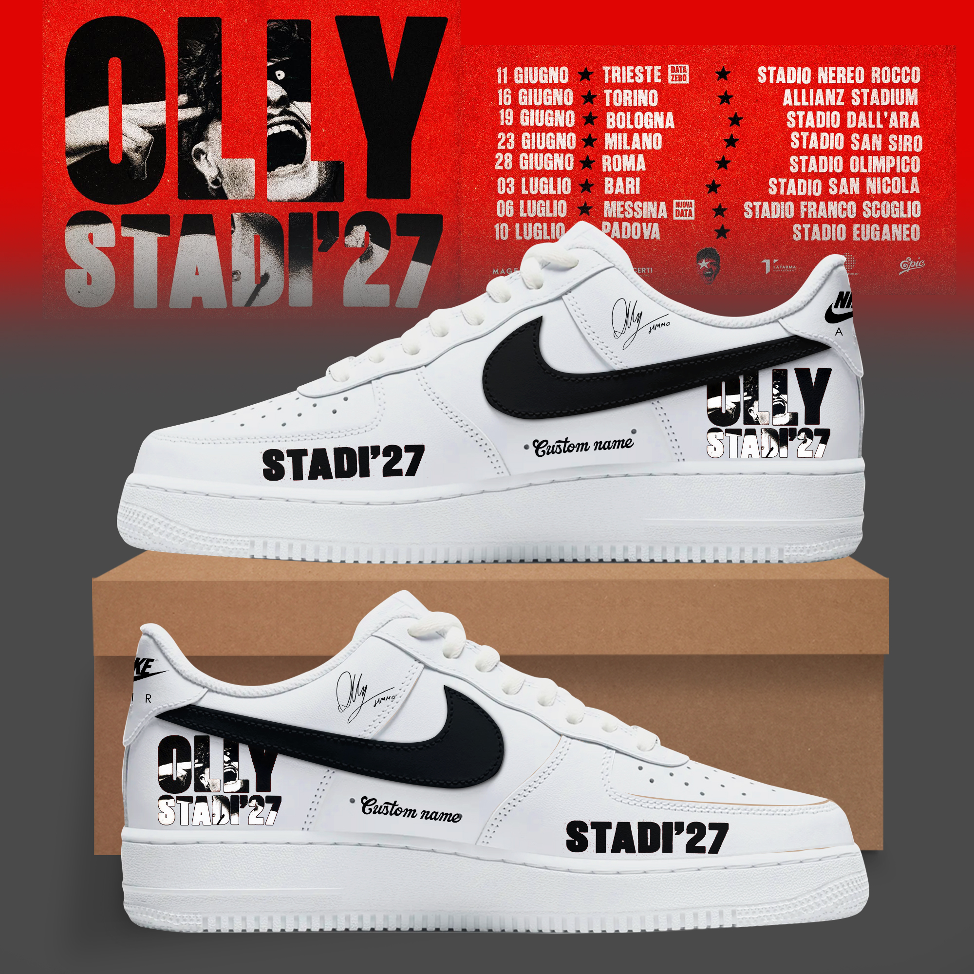 Stadi 2027 Tour Premium 3D Air Force 1 Custom Sneakers Style 4