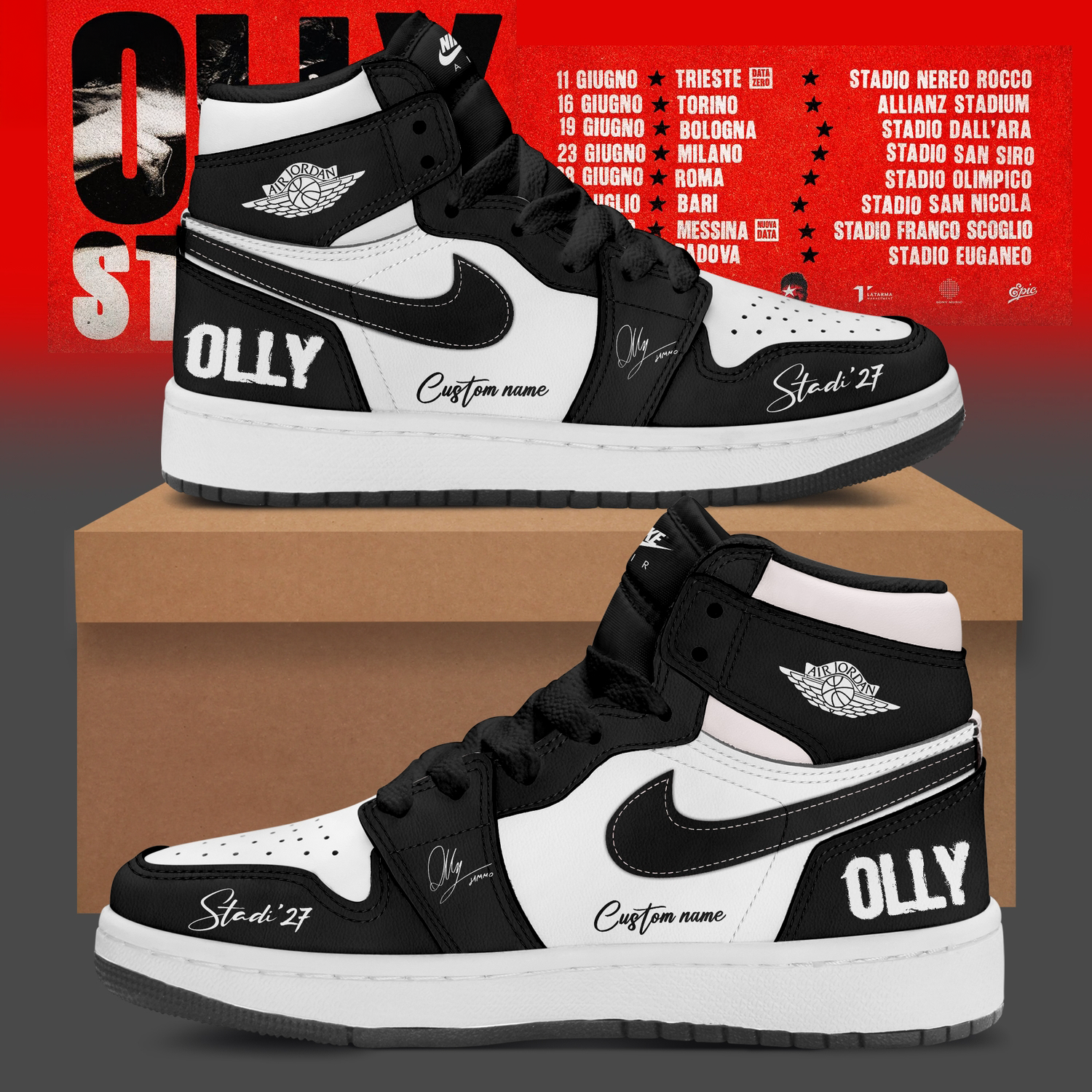 Stadi 2027 Tour Premium 3D Air Jordan One Sneakers Classic Edition