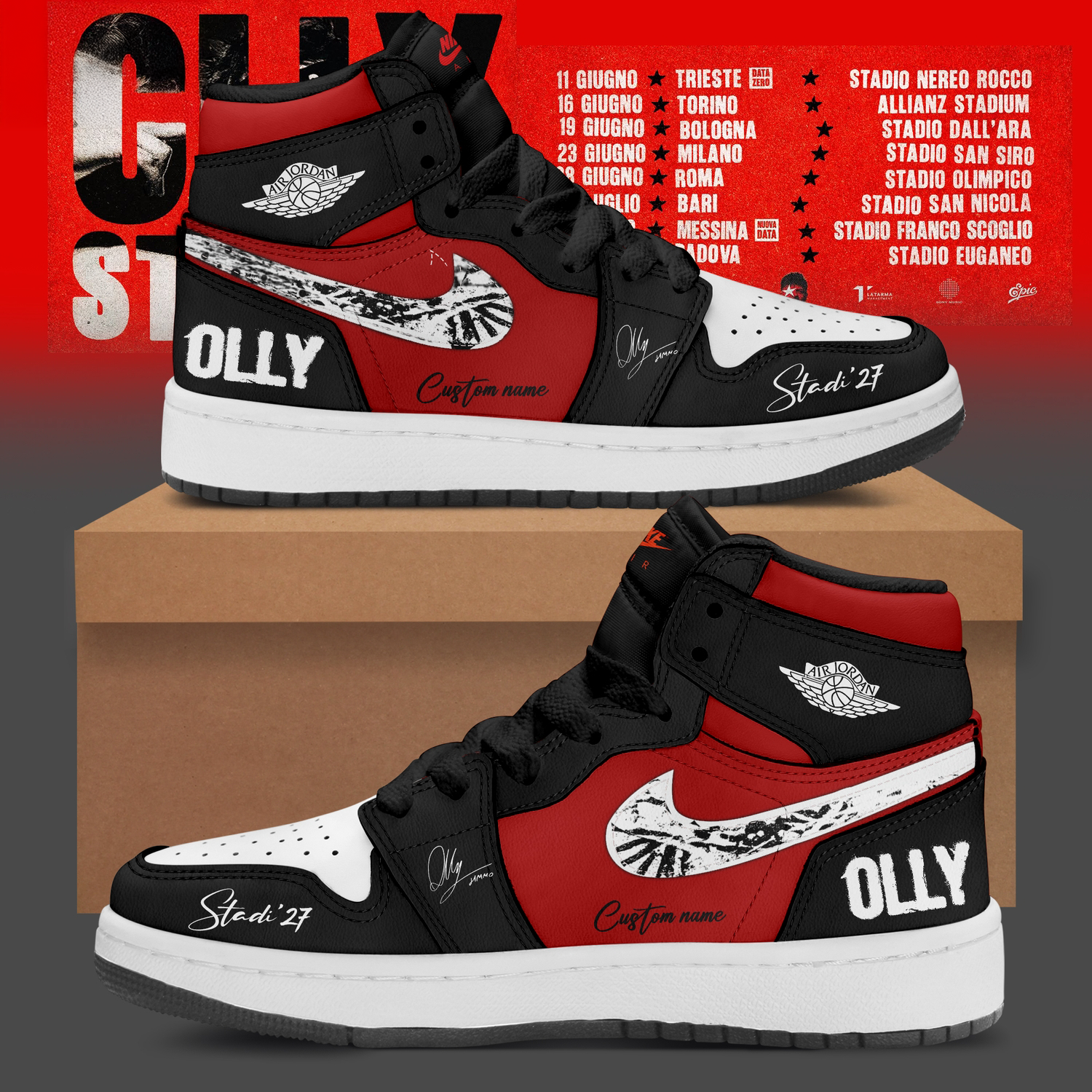 Stadi 2027 Tour Premium 3D Air Jordan One Sneakers Signature Edition