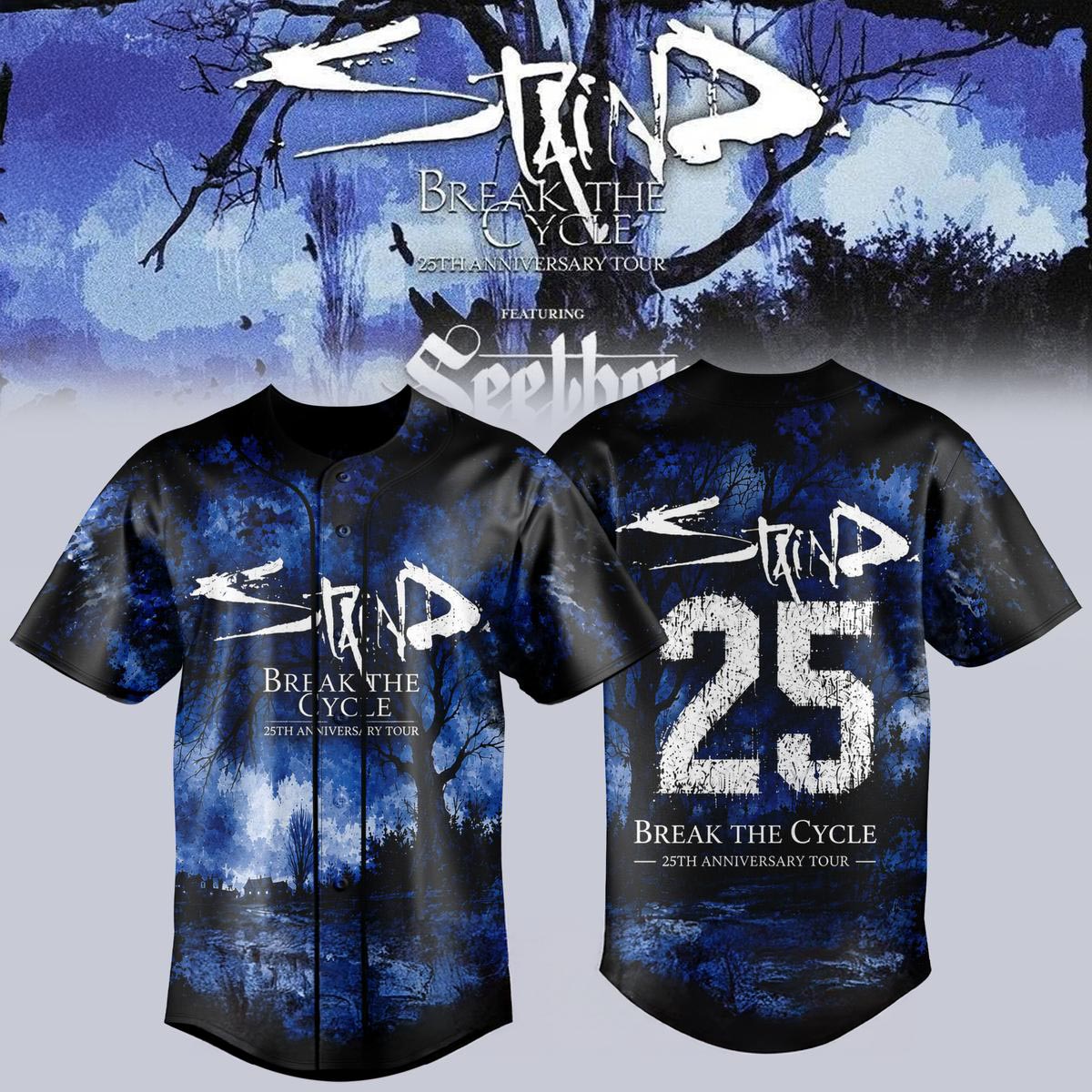 Staind Break The Cycle 25th Anniversary Tour Baseball Jersey Rock Concert Fanwear 2 - Unicasport Staind Break The Cycle 25th Anniversary Tour Baseball Jersey Rock Concert Fanwear