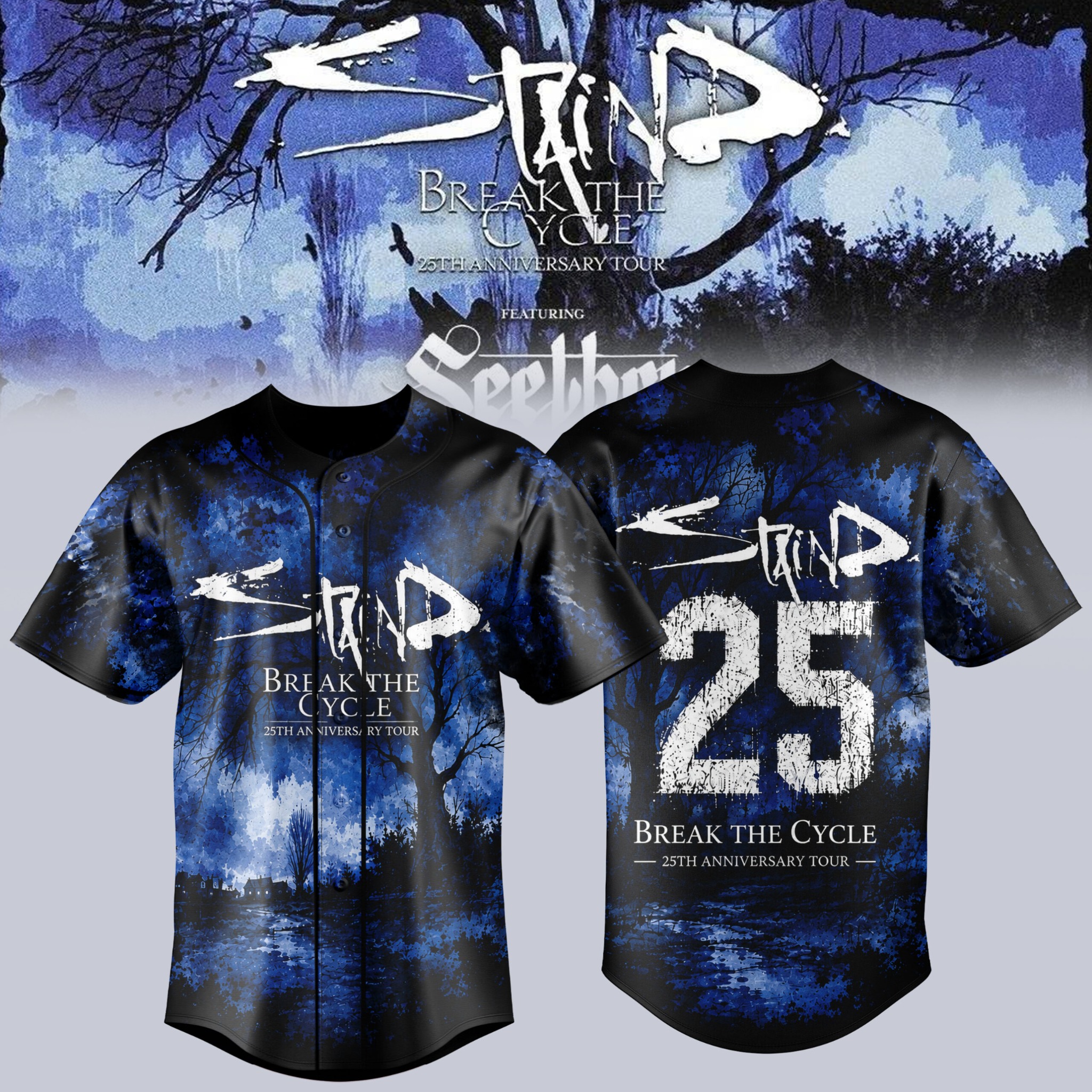 Staind Break The Cycle 25th Anniversary Tour Baseball Jersey Rock Music Fan Apparel 1 - Unicasport Staind Break The Cycle 25th Anniversary Tour Baseball Jersey Rock Music Fan Apparel