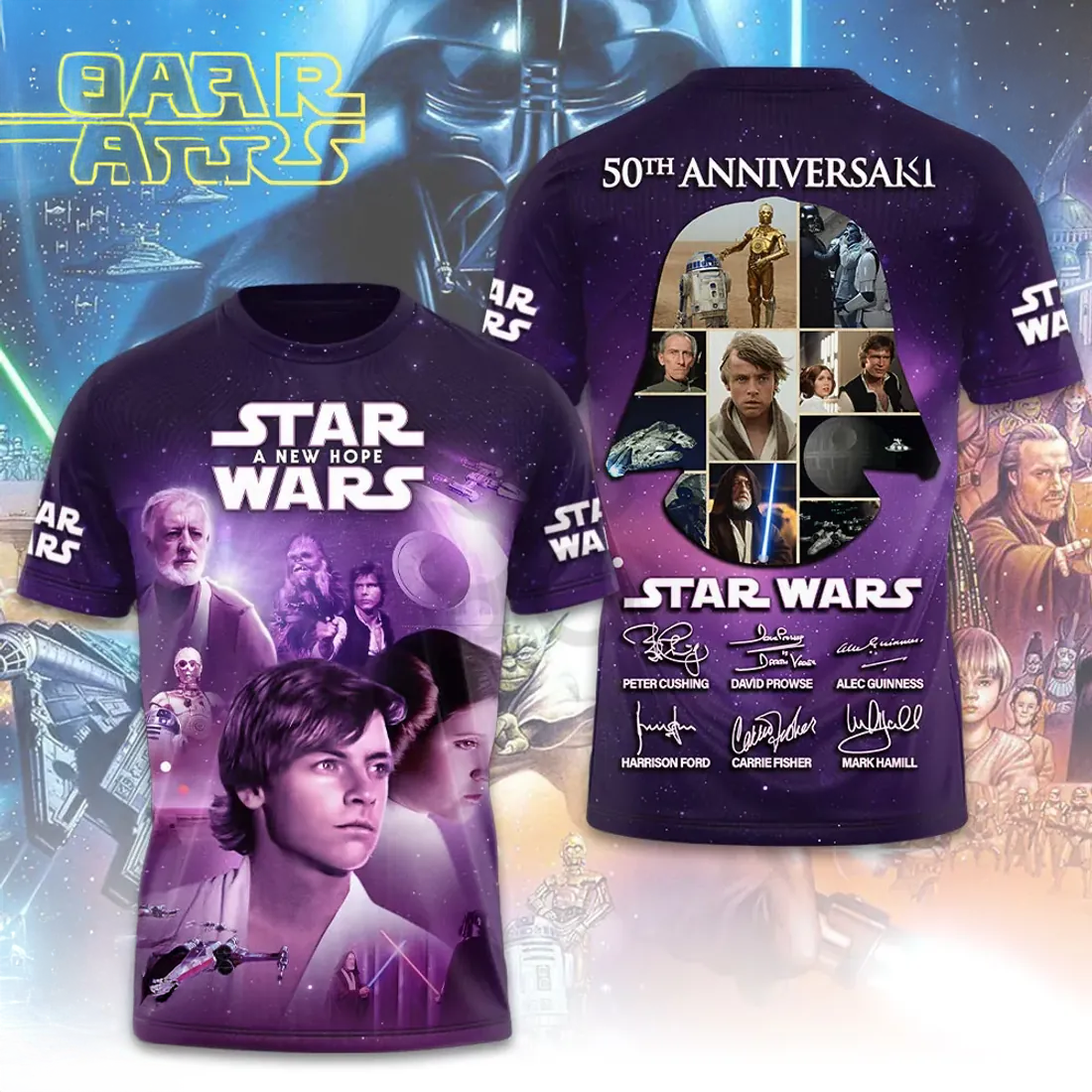 Star Wars A New Hope Cast Signature 50th Anniversary TShirt