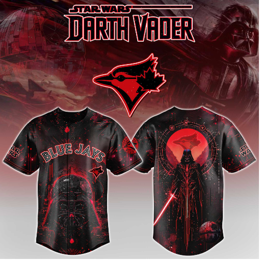 Star Wars Darth Vader Blue Jays Baseball Jersey Shirt Red Black Galaxy Design Custom Fan Apparel Gift for Fans