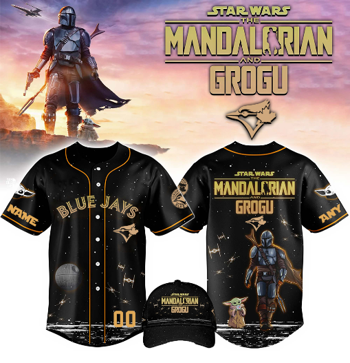 Star Wars The Mandalorian Grogu Blue Jays Baseball Jersey Style Shirt Custom Name Number Fan Gift