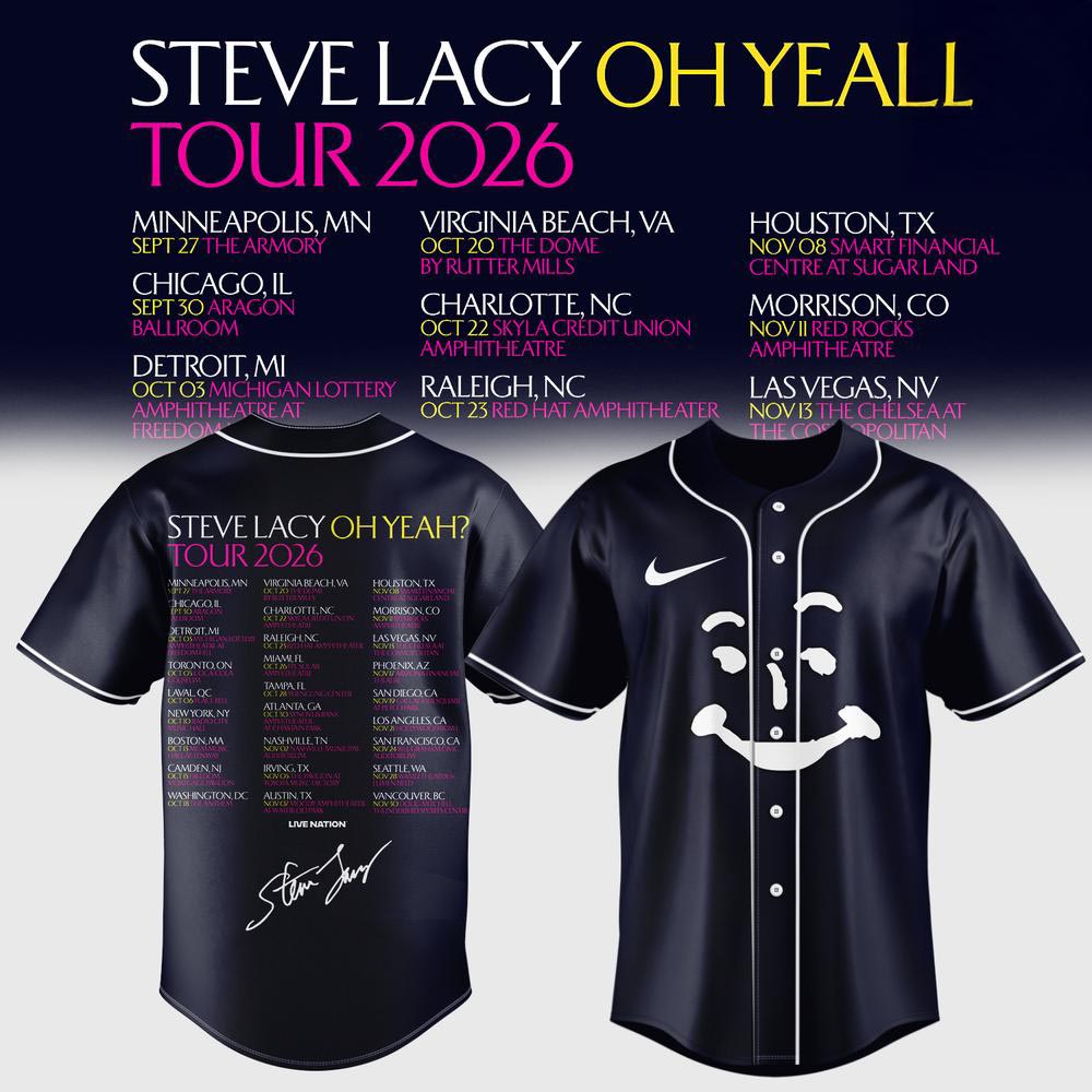 Steve Lacy Oh Yeah Tour 2026 Graphic Baseball Jersey Music Fanwear 1 - Unicasport Steve Lacy Oh Yeah Tour 2026 Graphic Baseball Jersey Music Fanwear