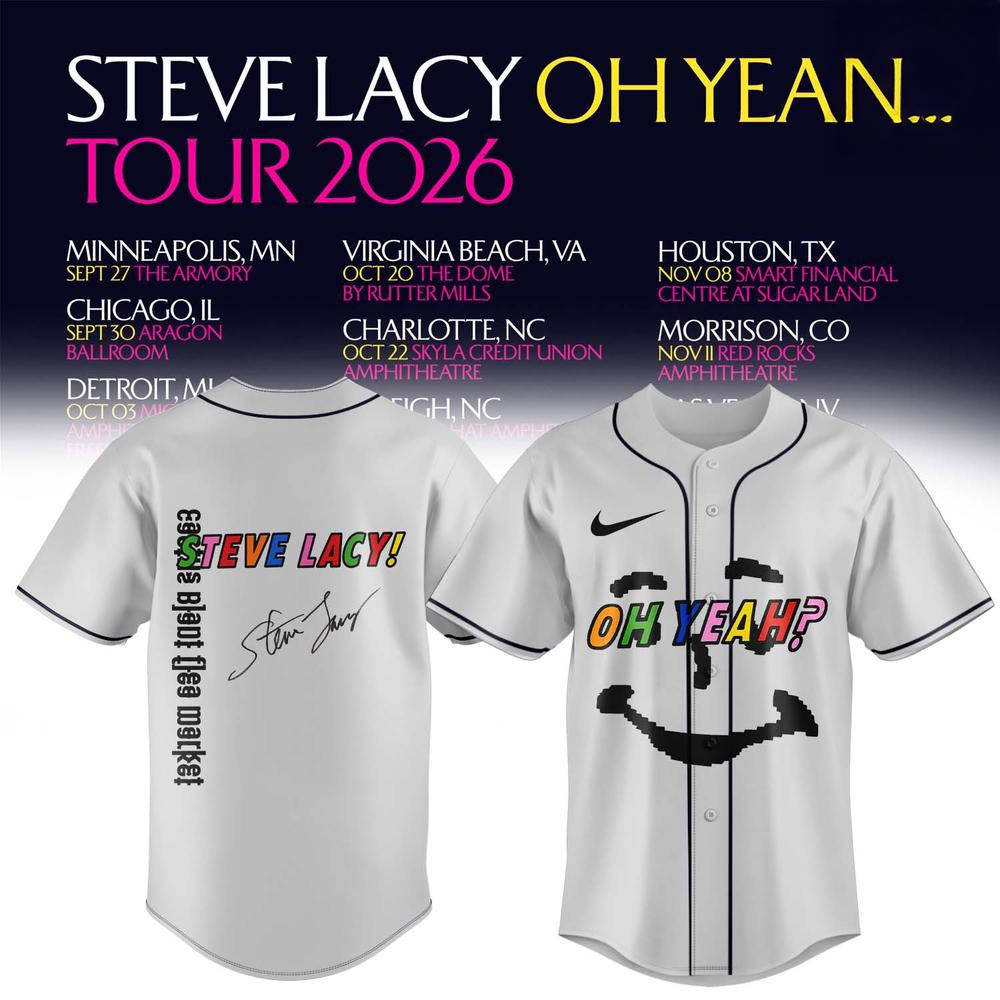 Steve Lacy Oh Yeah Tour 2026 Signature Baseball Jersey Music Concert Fan Apparel 1 - Unicasport Steve Lacy Oh Yeah Tour 2026 Signature Baseball Jersey Music Concert Fan Apparel