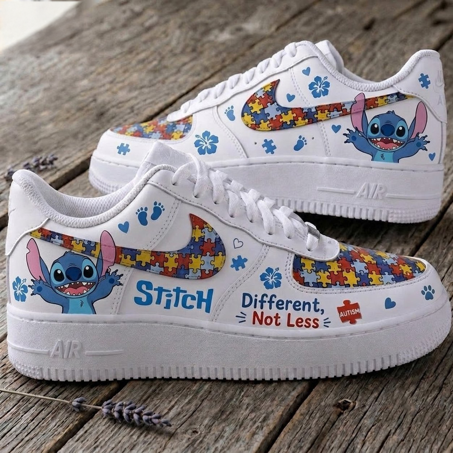 Stitch Different Not Less Autism Awareness Puzzle Low Top Sneakers