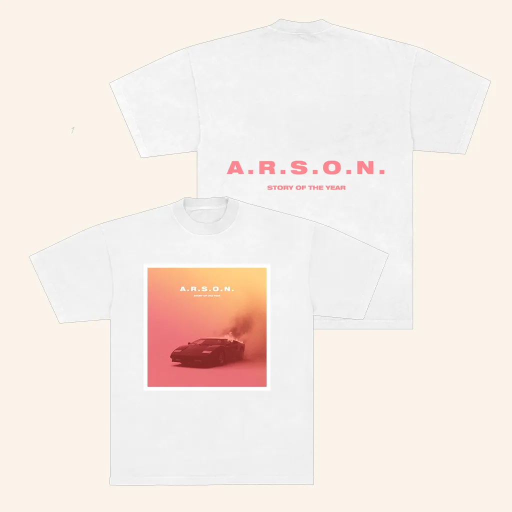 Story Of The Year Merch ARSON Album White TShirt Christmas Gifts For Rock Lovers