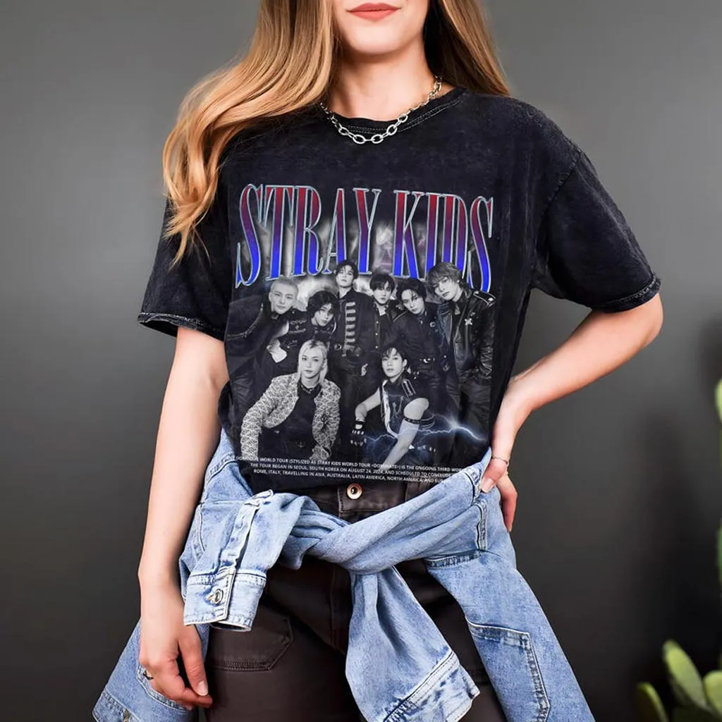 Stray Kids Domiate Mineral Wash Shirt Stray Kids Domiate World Tour TShirt Stray Kids Merch