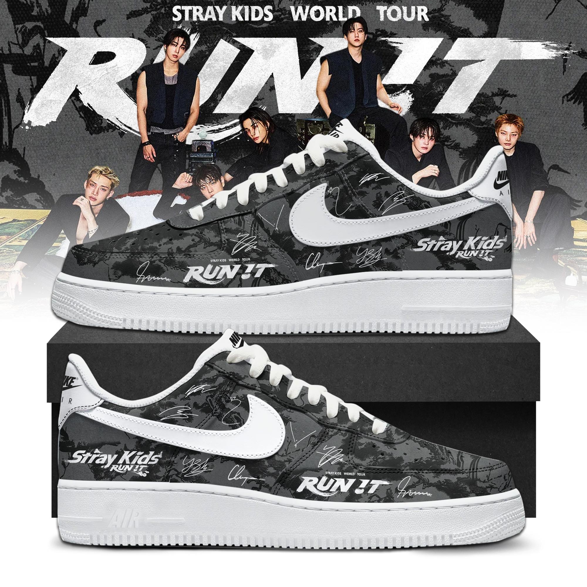 Stray Kids Run It World Tour 2026 Premium Air Force 1 Sneakers