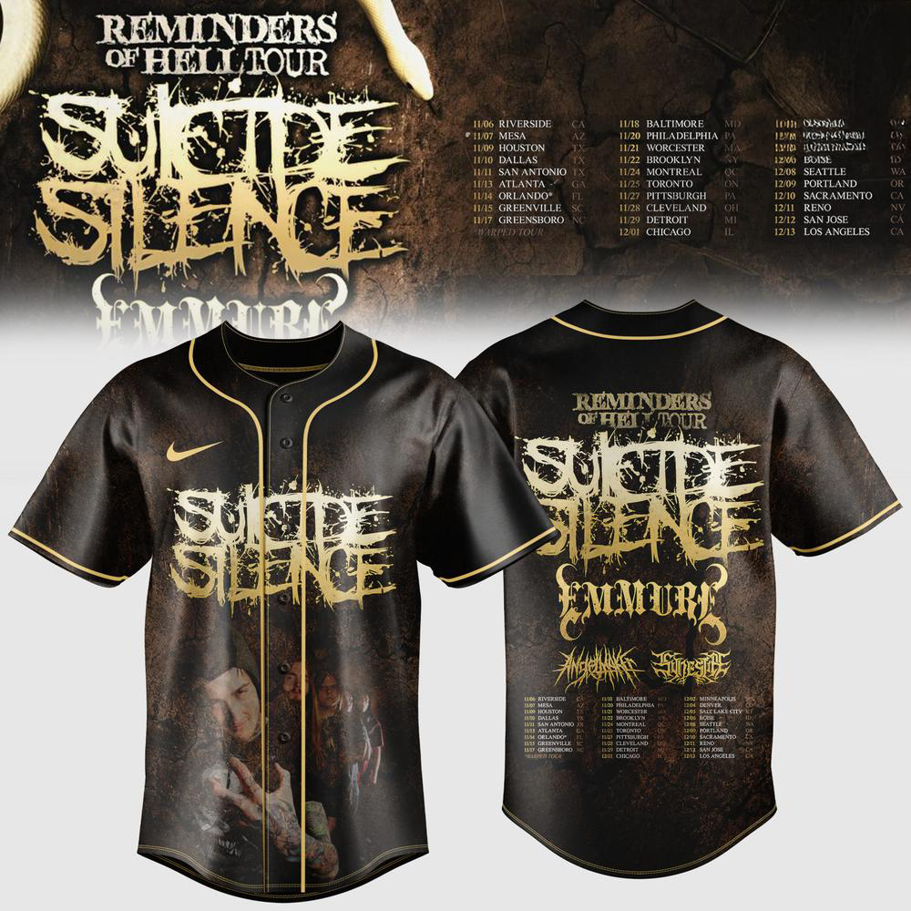 Suicide Silence Reminders Of Hell Tour 2026 Baseball Jersey