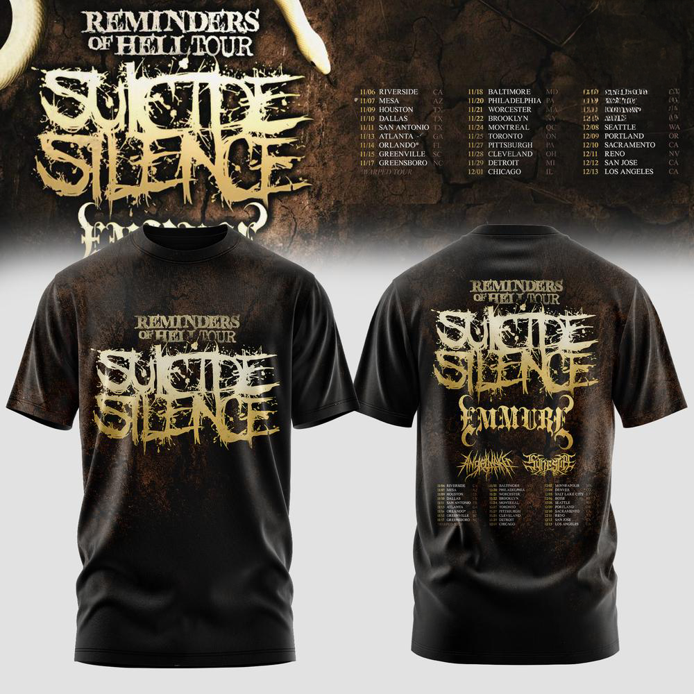 Suicide Silence Reminders Of Hell Tour 2026 Graphic T Shirt