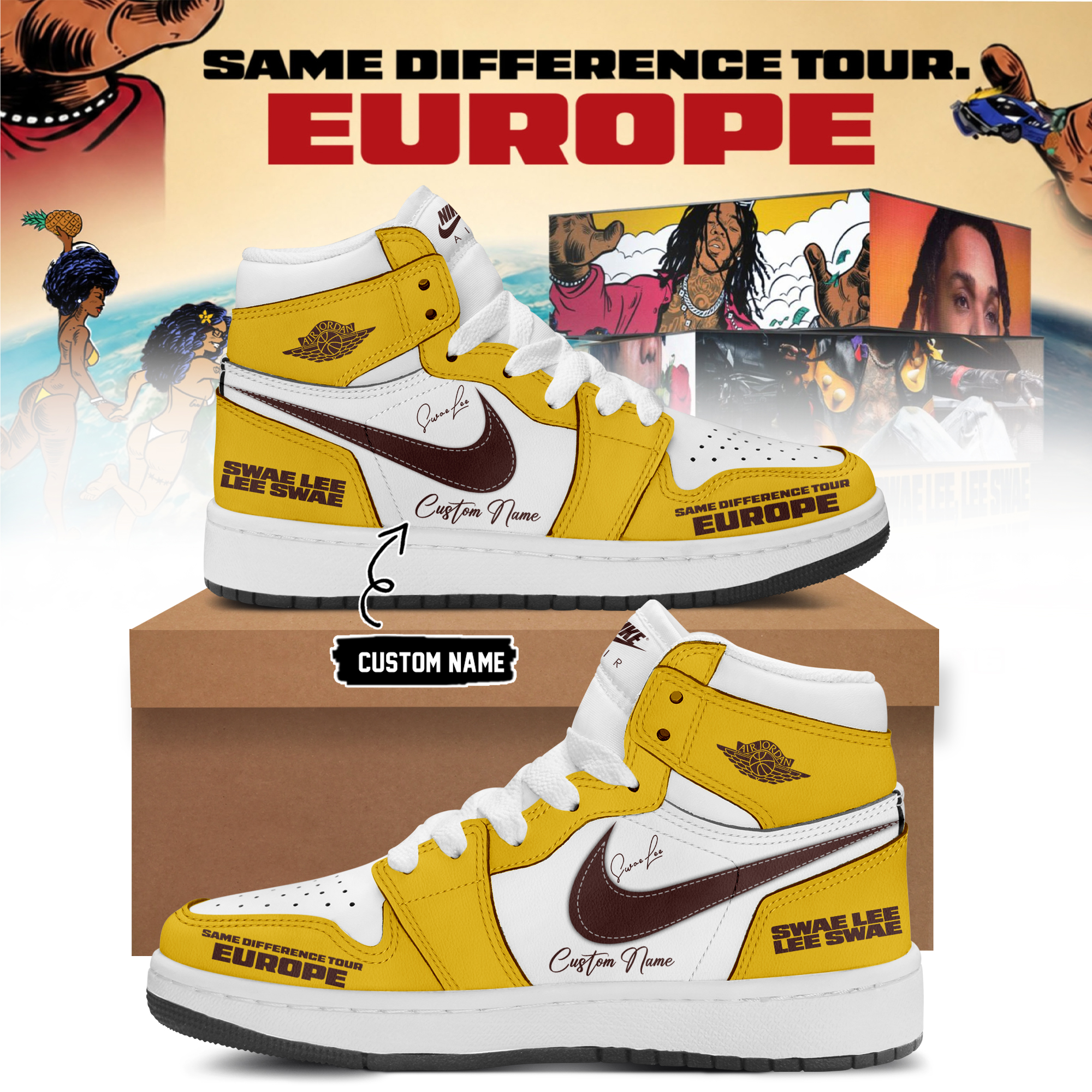 Swae Lee Same Difference Tour Europe Limited Edition Signature Air Force One Sneakers Classic Version