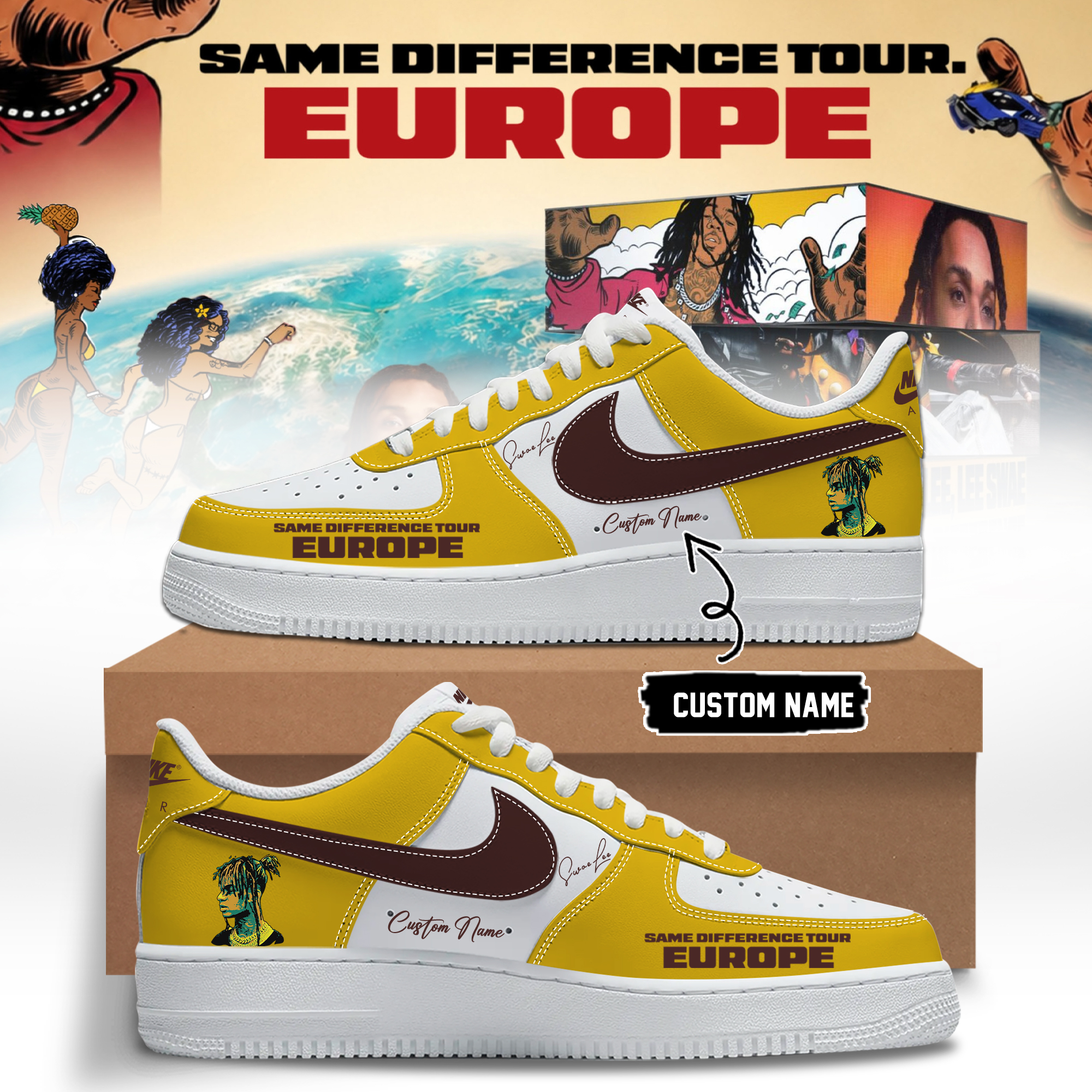Swae Lee Same Difference Tour Europe Limited Edition Signature Air Jordan One Sneakers Signature Version