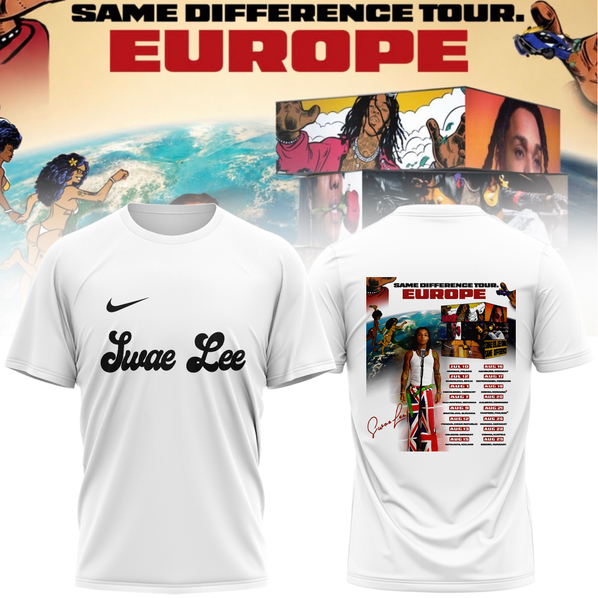 Swae Lee Same Difference Tour Europe Limited Edition Signature Graphic T Shirt Classic Version
