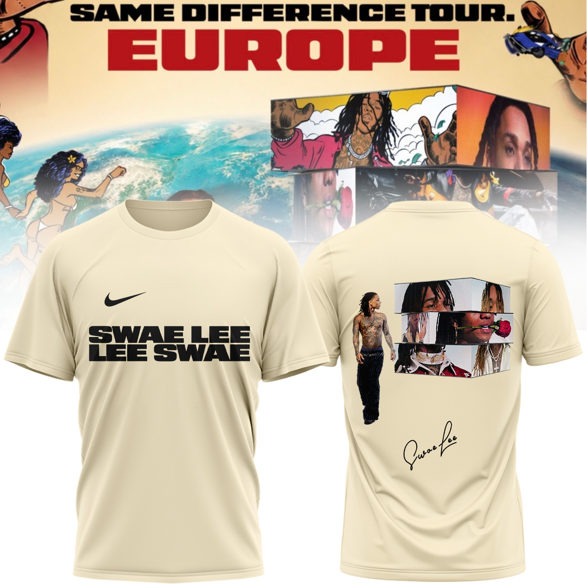 Swae Lee Same Difference Tour Europe Limited Edition Signature Graphic T Shirt Collector Version