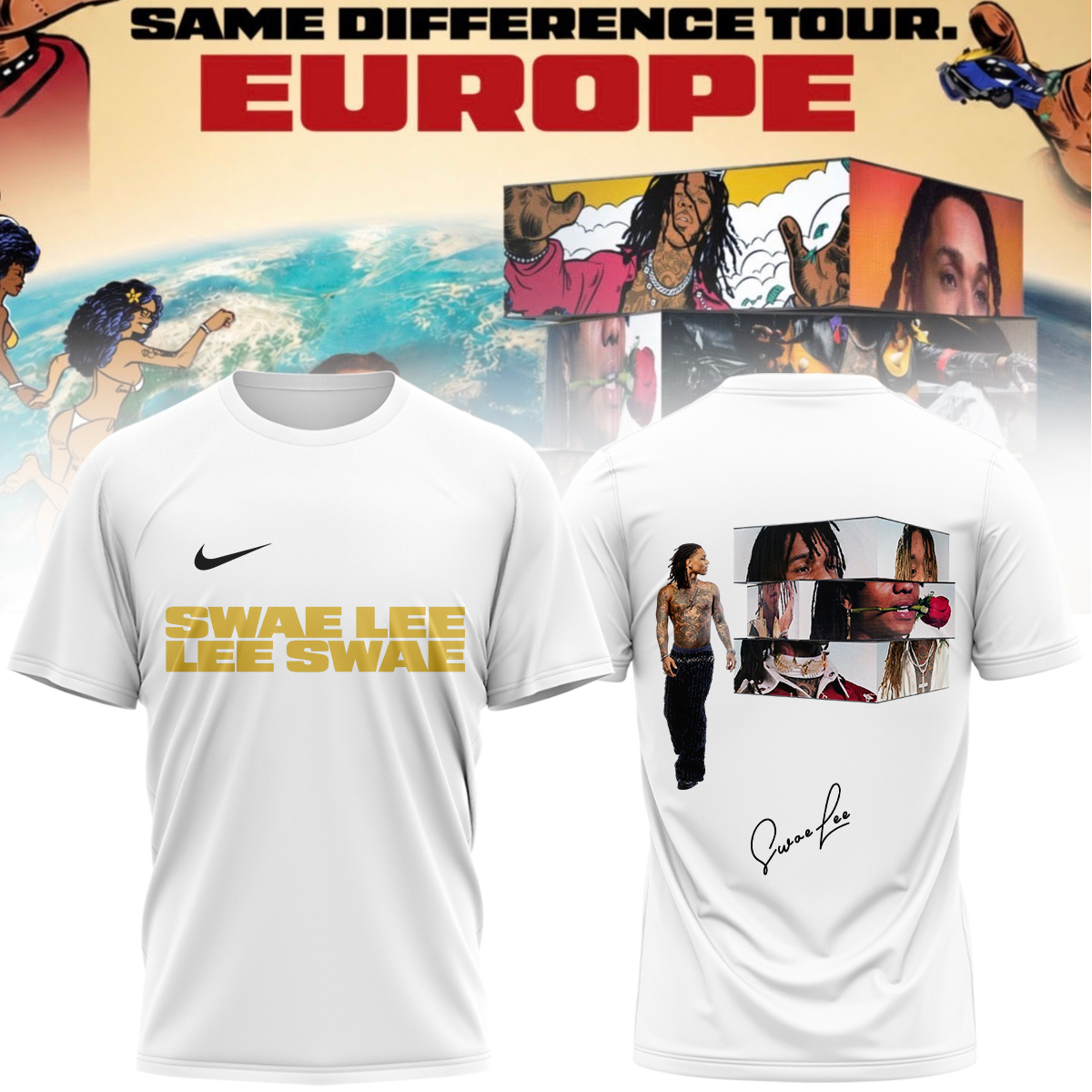 Swae Lee Same Difference Tour Europe Limited Edition Signature Graphic T Shirt Signature Version
