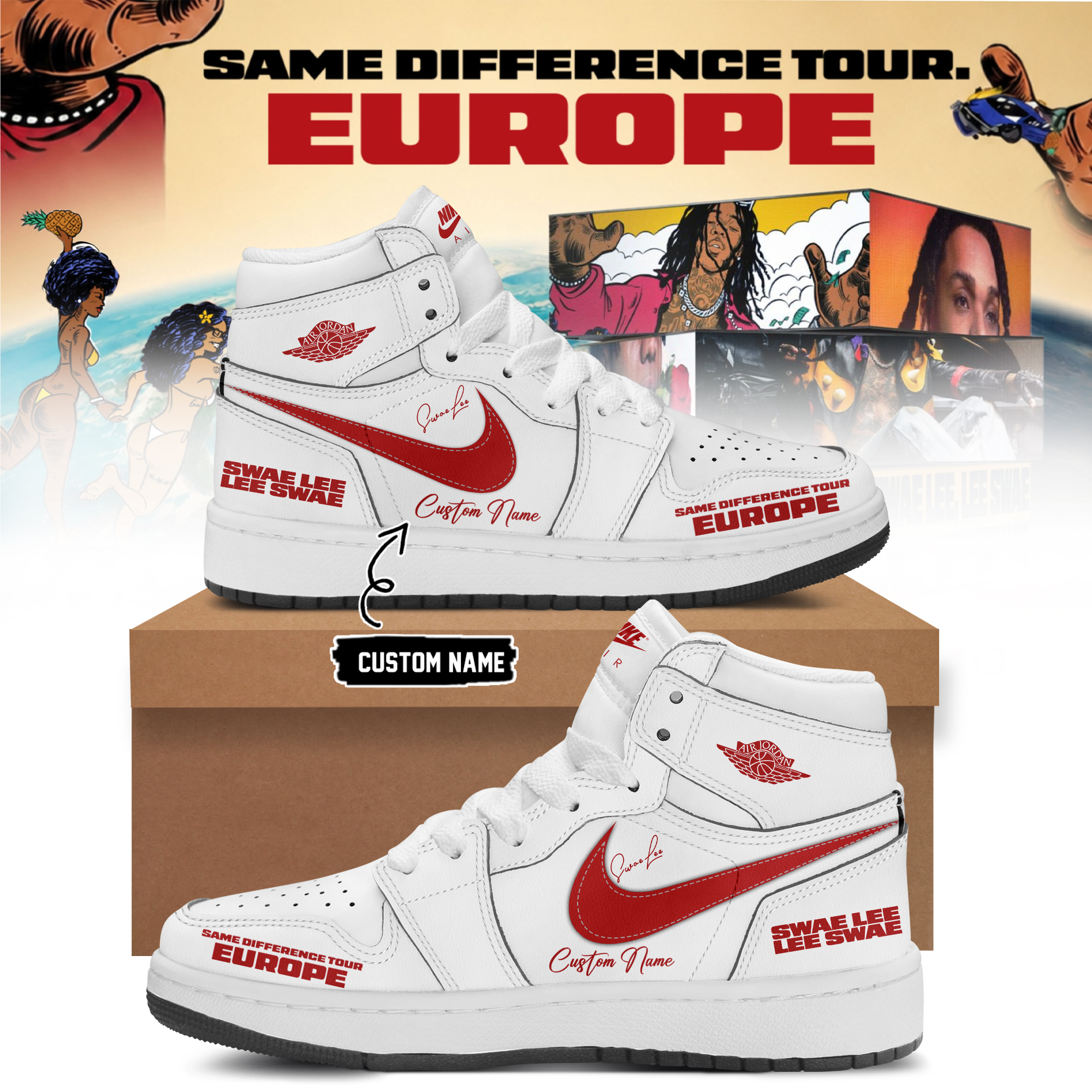 Swae Lee Same Difference Tour Europe Limited Edition Signature High Top Sneakers Collector Version
