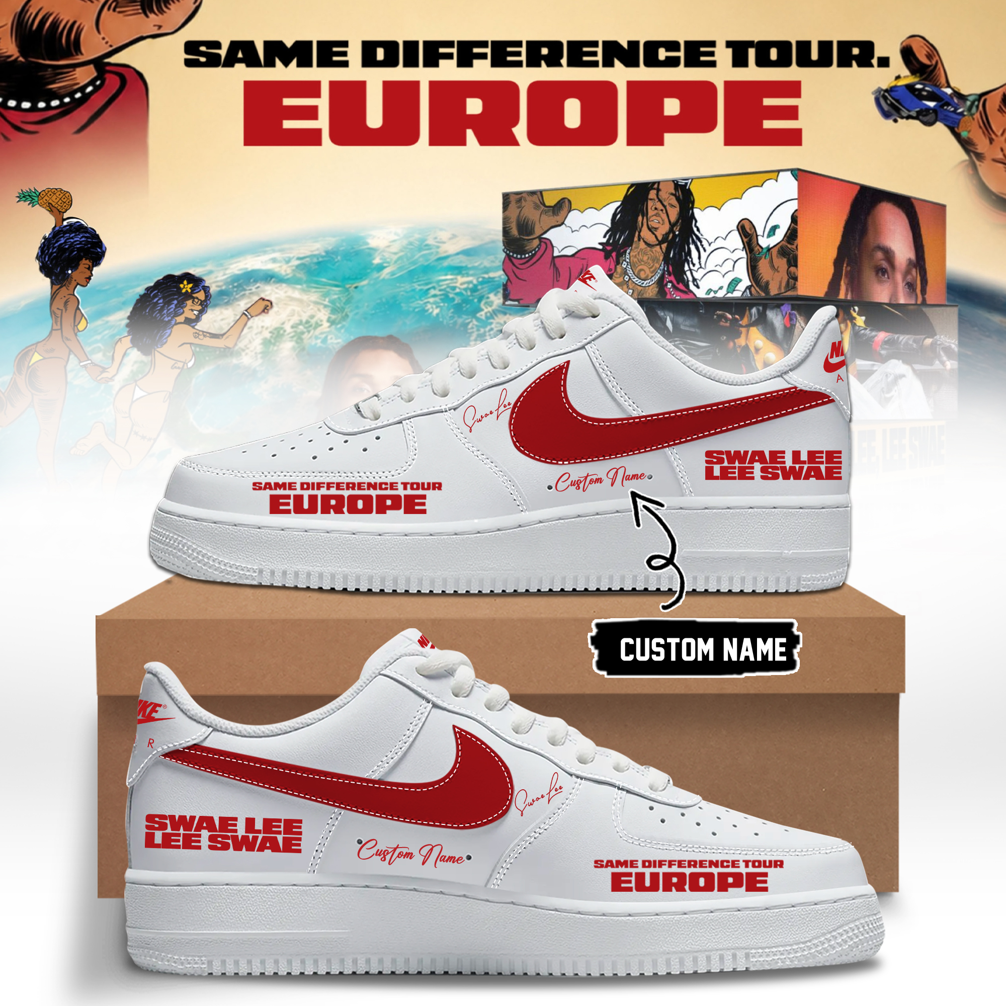 Swae Lee Same Difference Tour Europe Limited Edition Signature High Top Sneakers Premium Version