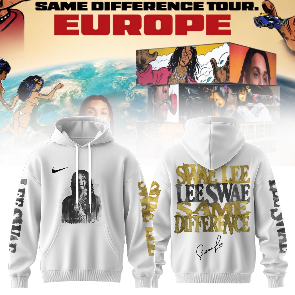 Swae Lee Same Difference Tour Europe Limited Edition Signature Hoodie Premium Version