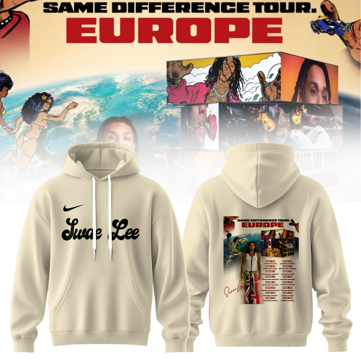 Swae Lee Same Difference Tour Europe Limited Edition Signature Hoodie Signature Version