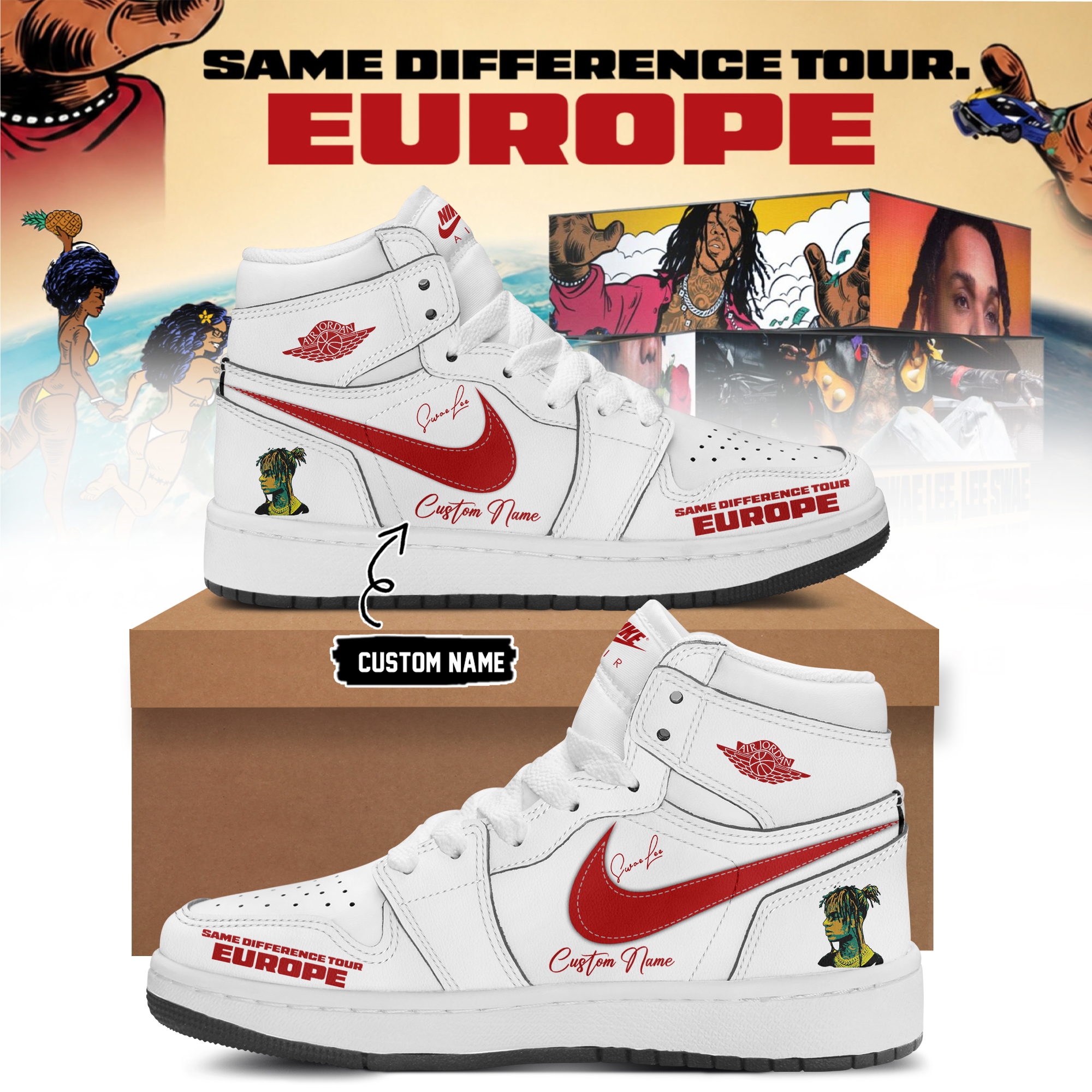 Swae Lee Same Difference Tour Europe Limited Edition Signature Low Top Sneakers Classic Version