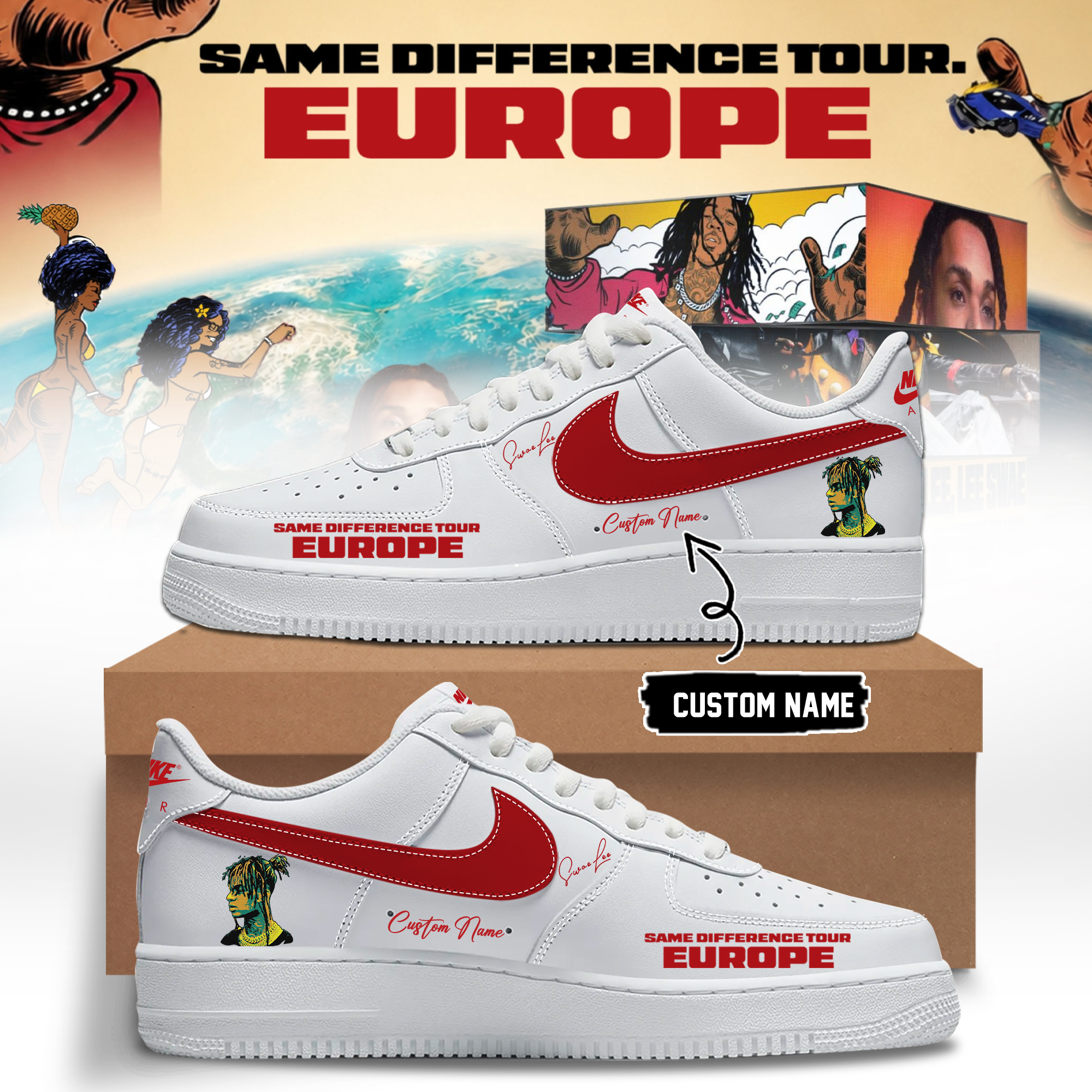 Swae Lee Same Difference Tour Europe Limited Edition Signature Low Top Sneakers Signature Version