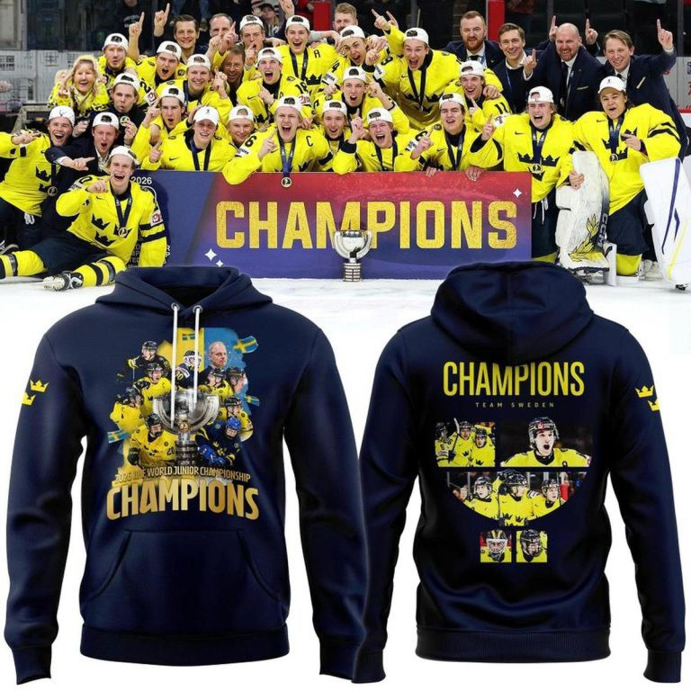 Sweden Tre Kronor Merch 2026 IIHF World Junior Champions Hoodie Hockey Fan Gift Ideas