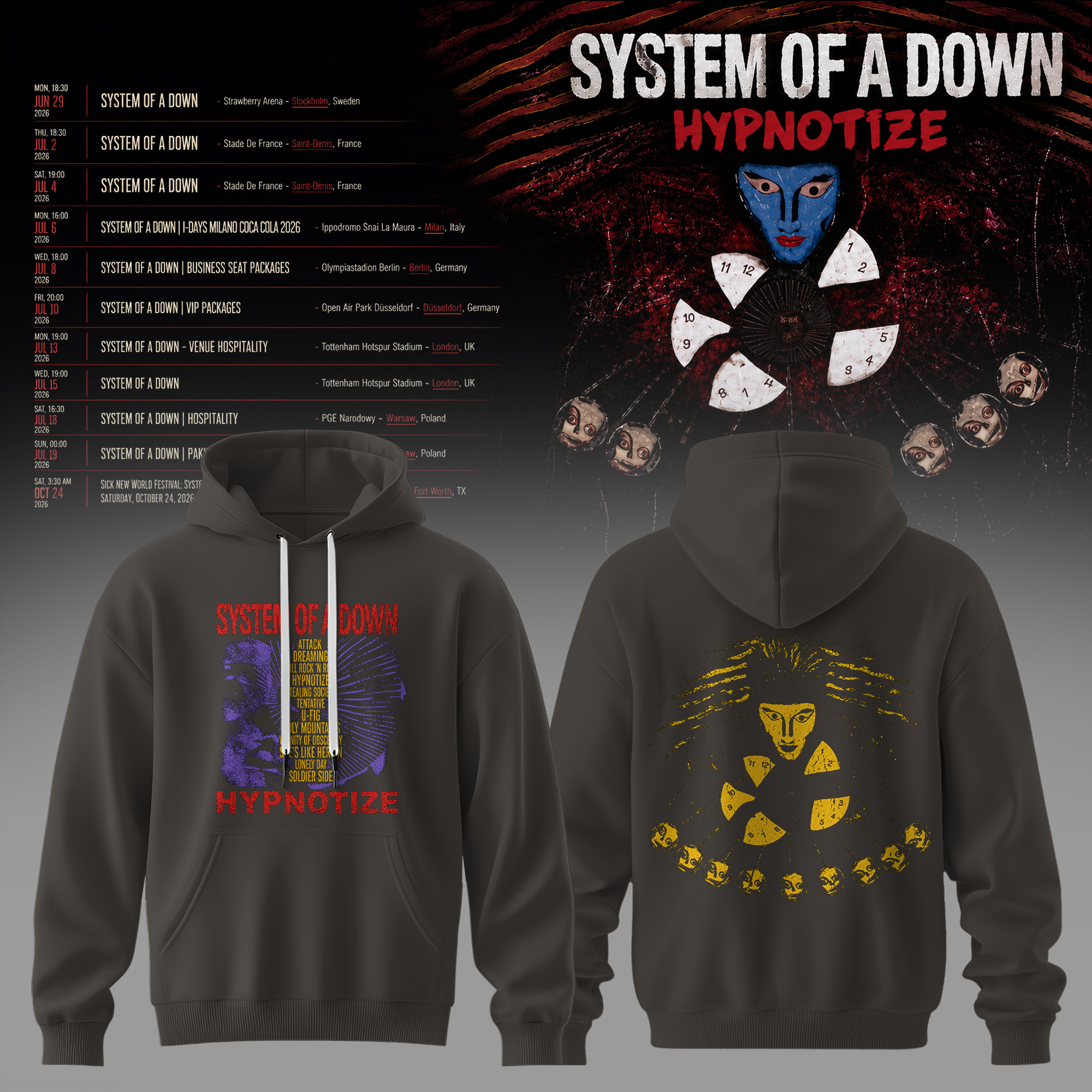 System Of A Down Europe 2026 Tour Collection Collector Edition Hoodie