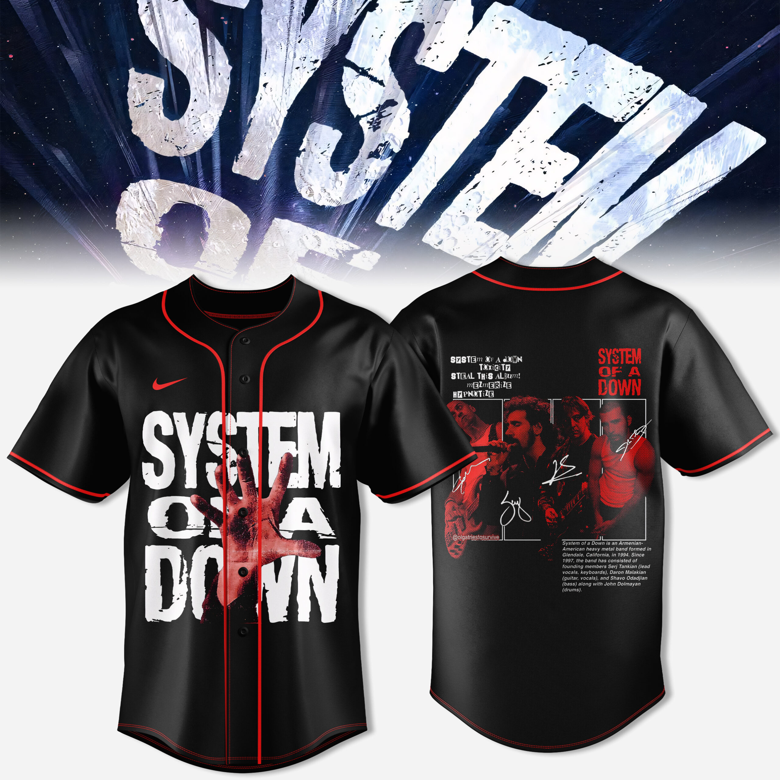 System Of A Down Europe 2026 Tour Collection Limited Edition Baseball Jersey
