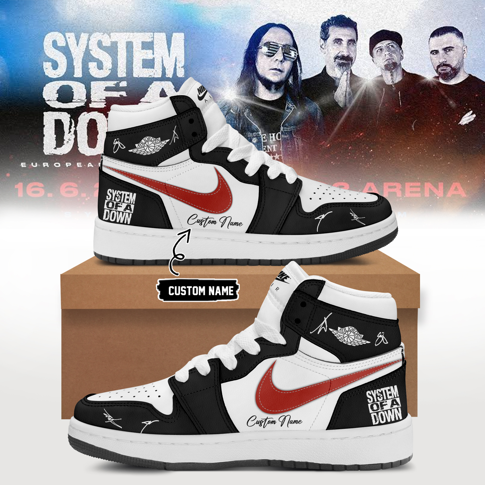 System Of A Down Europe UK Stadium Tour 2026 Exclusive Fan Sneakers