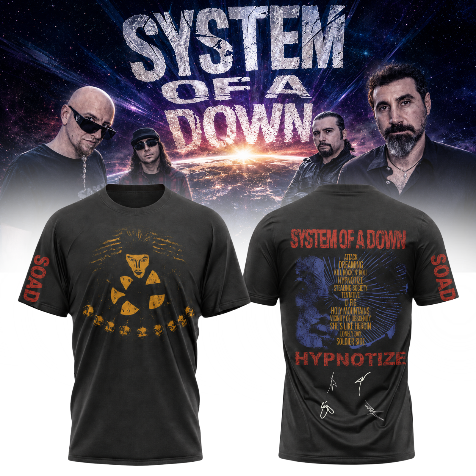 System Of A Down Europe UK Stadium Tour 2026 Official Graphic T Shirt