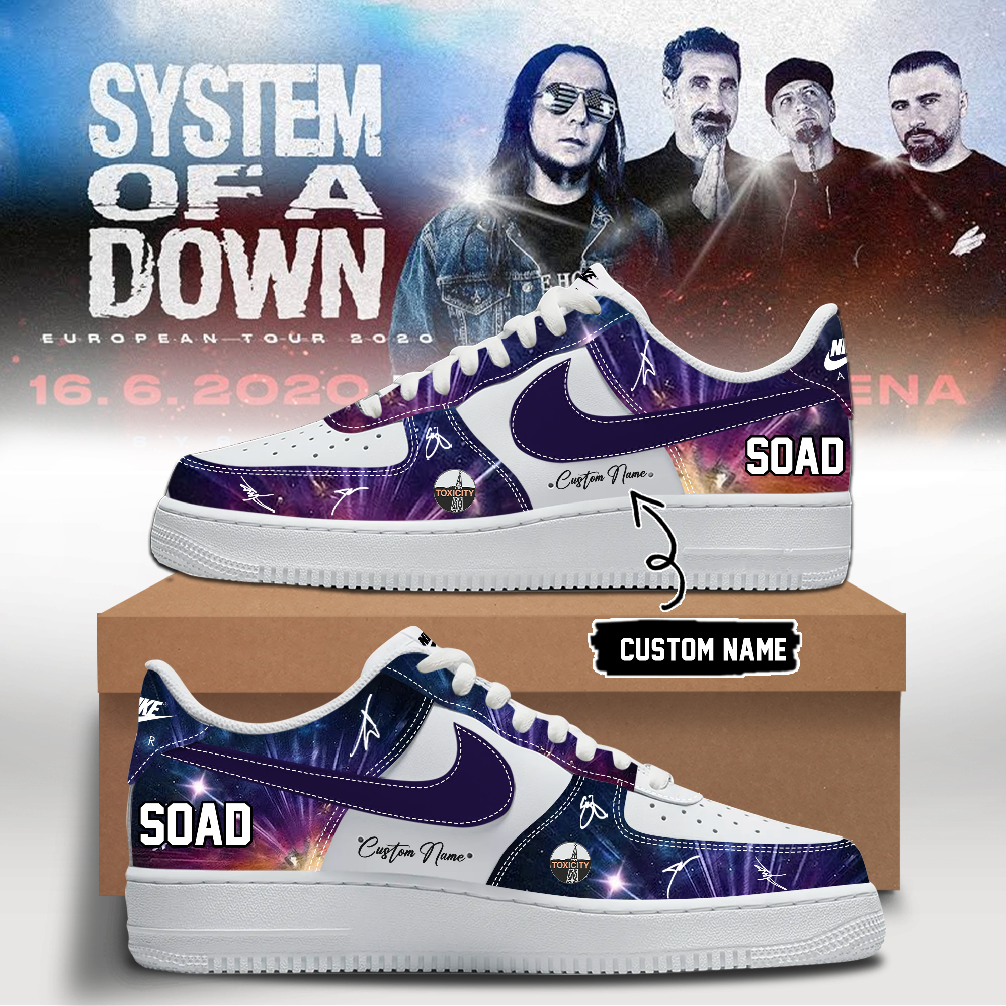 System Of A Down Europe UK Stadium Tour 2026 Official Music Sneakers