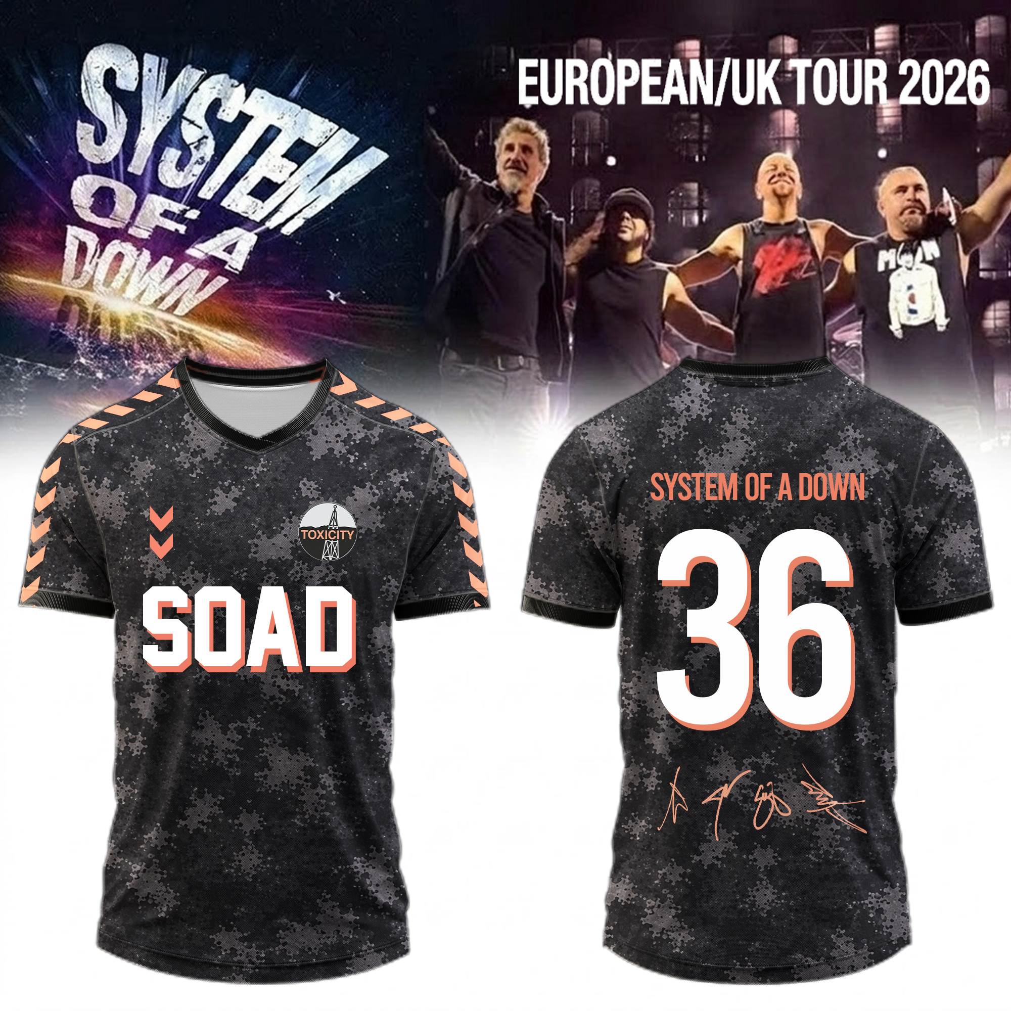 System Of A Down Europe UK Stadium Tour 2026 Official Signature Jersey