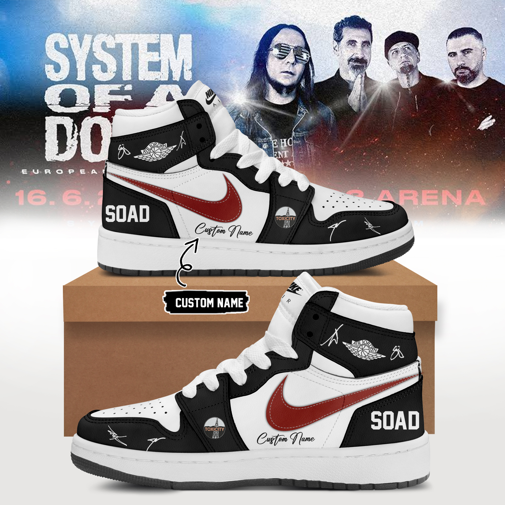 System Of A Down Europe UK Stadium Tour 2026 Official Signature Sneakers