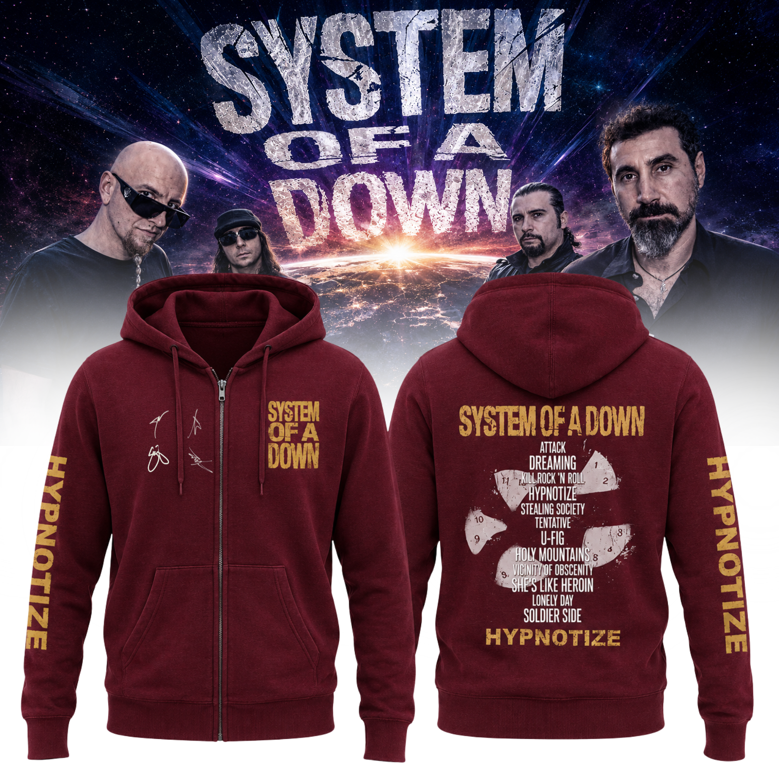 System Of A Down Europe UK Stadium Tour 2026 Signature Zip Hoodie