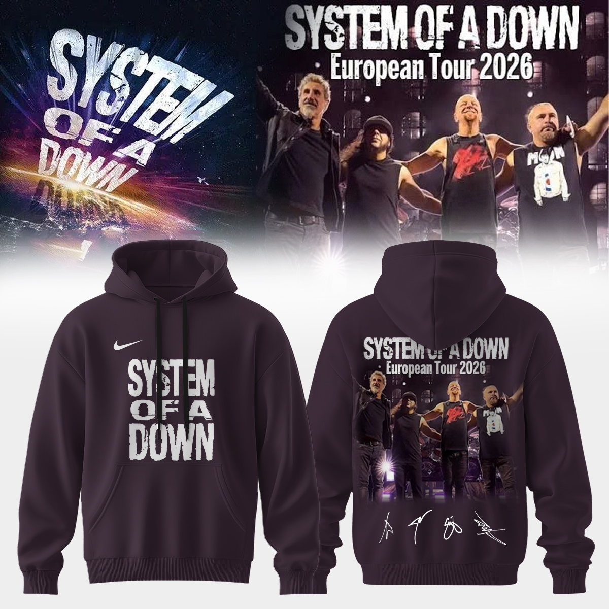 System Of A Down European Tour 2026 Exclusive Tour Hoodie