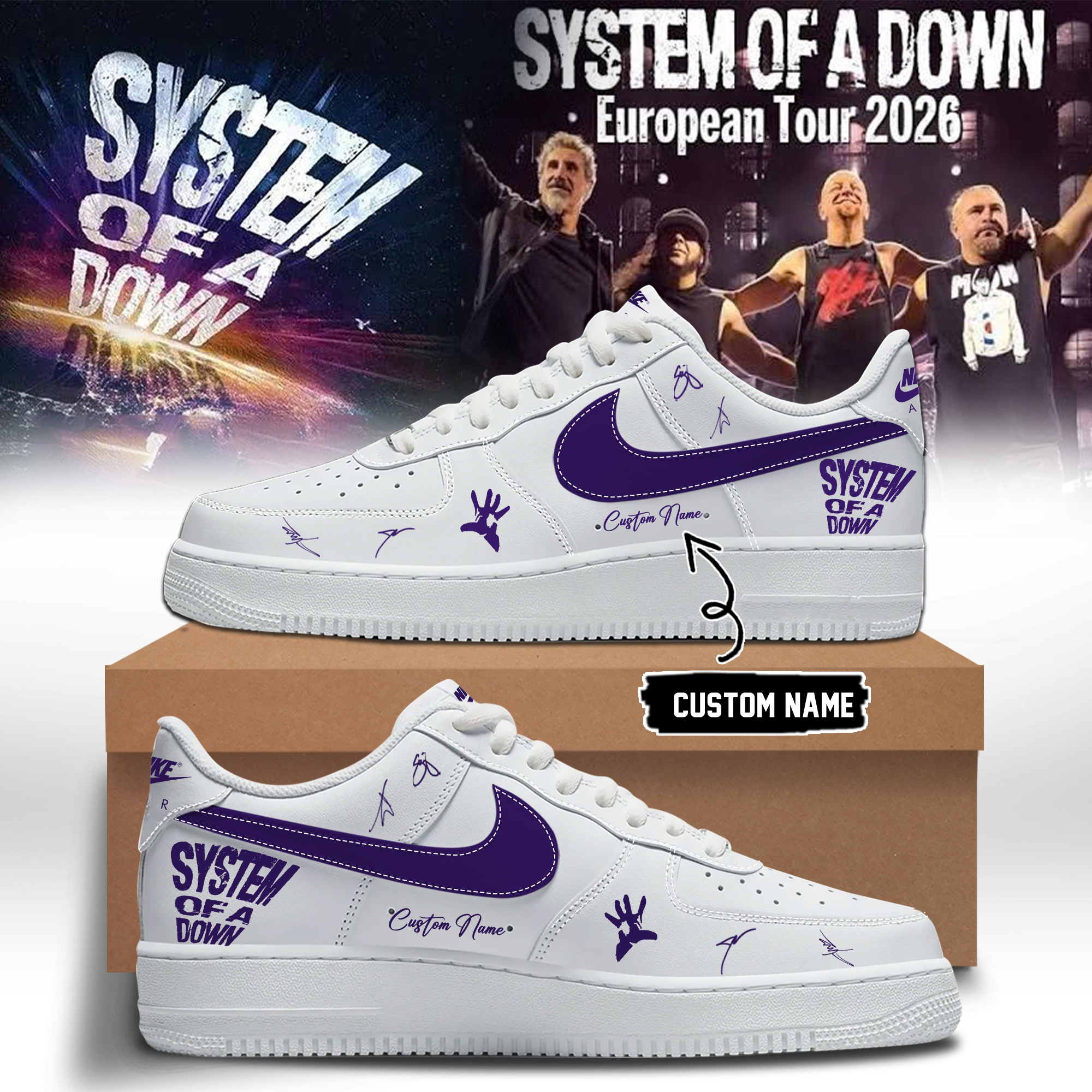 System Of A Down European Tour 2026 Official Fan Signature Sneakers