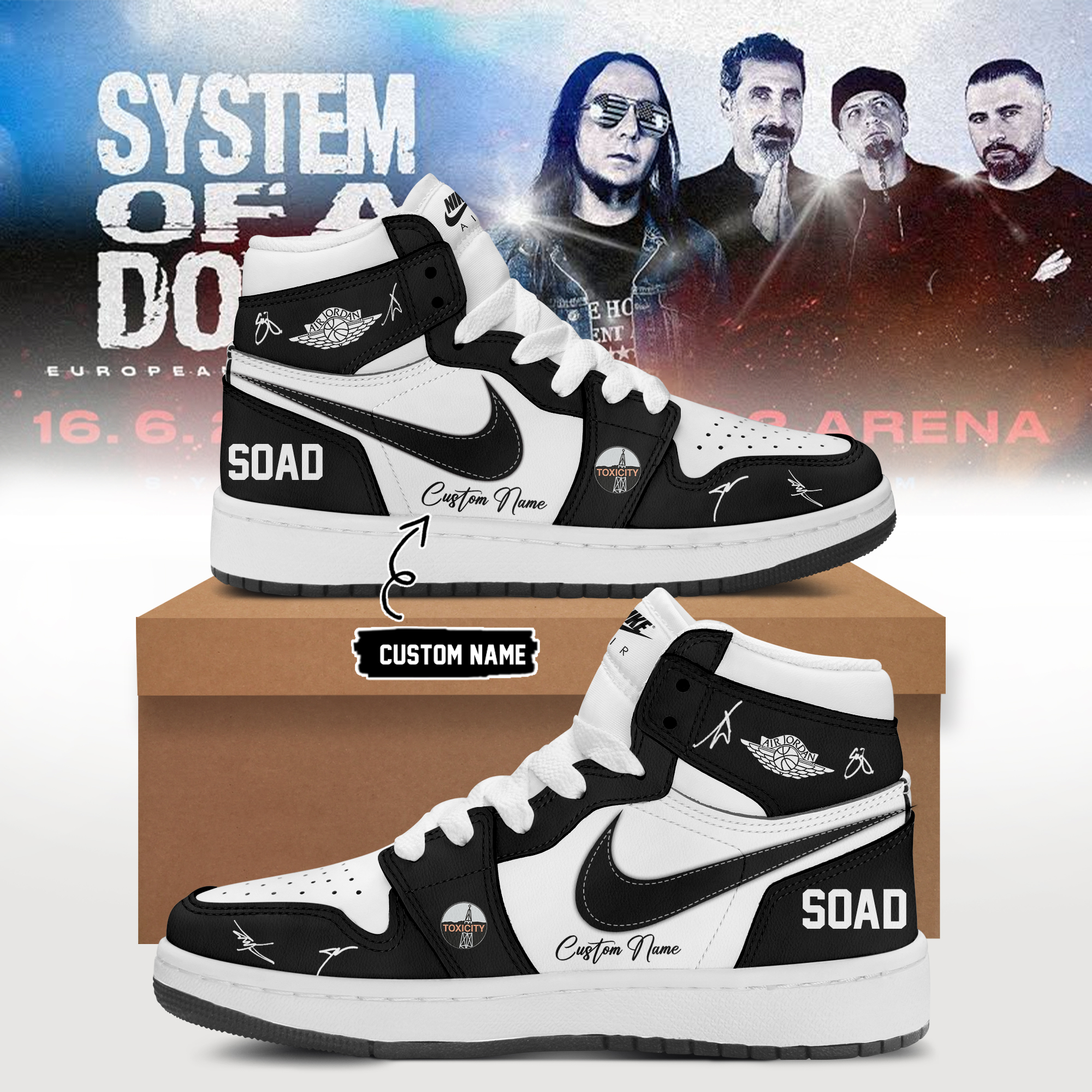 System Of A Down European Tour 2026 Official Merchandise Sneakers