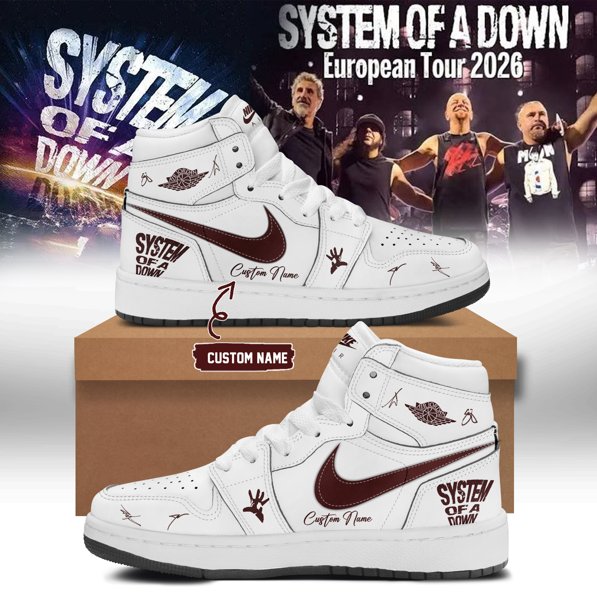 System Of A Down European Tour 2026 Official Rock Band Sneakers