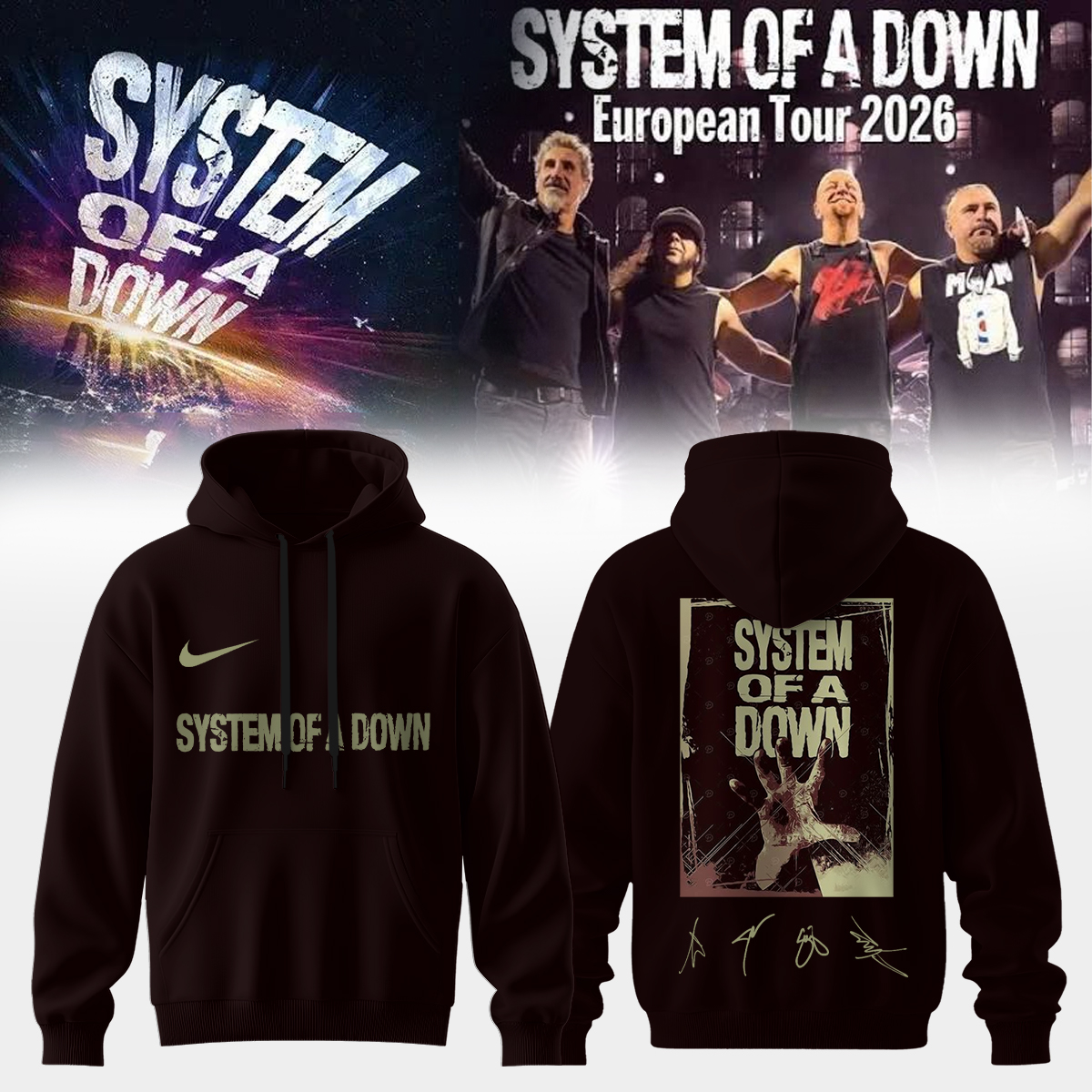 System Of A Down European Tour 2026 Official Signature Hoodie