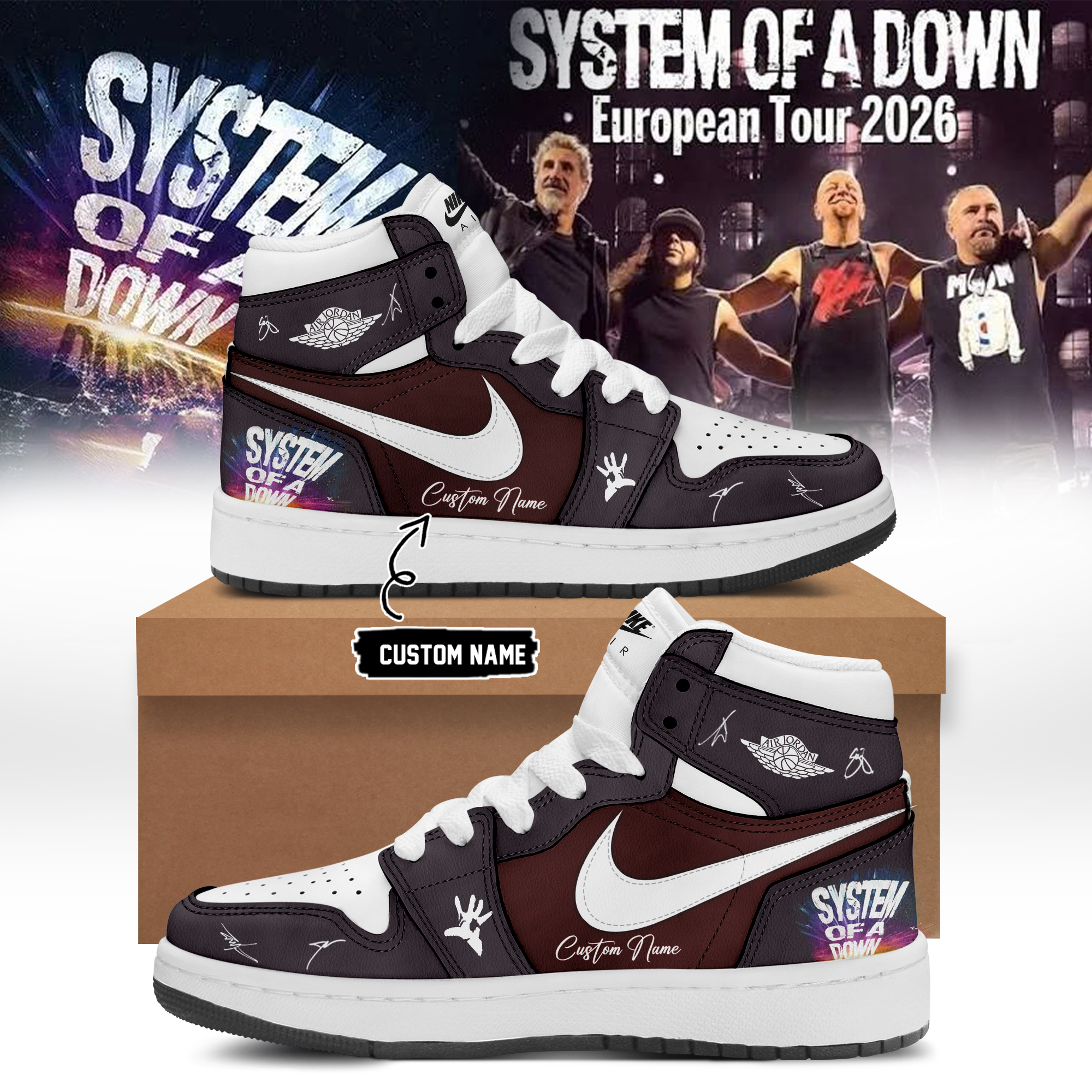 System Of A Down European Tour 2026 Premium Music Fan Sneakers