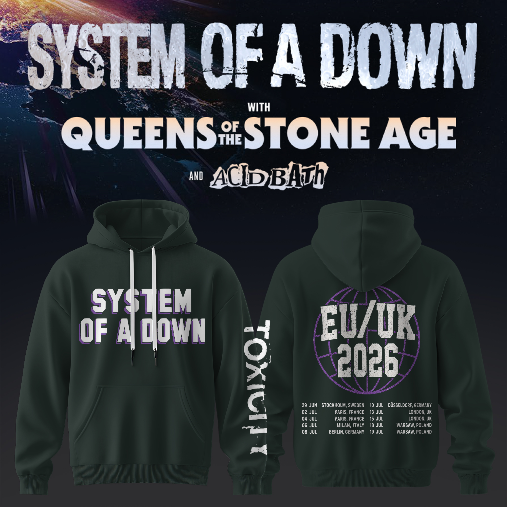 System Of A Down UK EU Tour 2026 Premium Collector Hoodie Edition